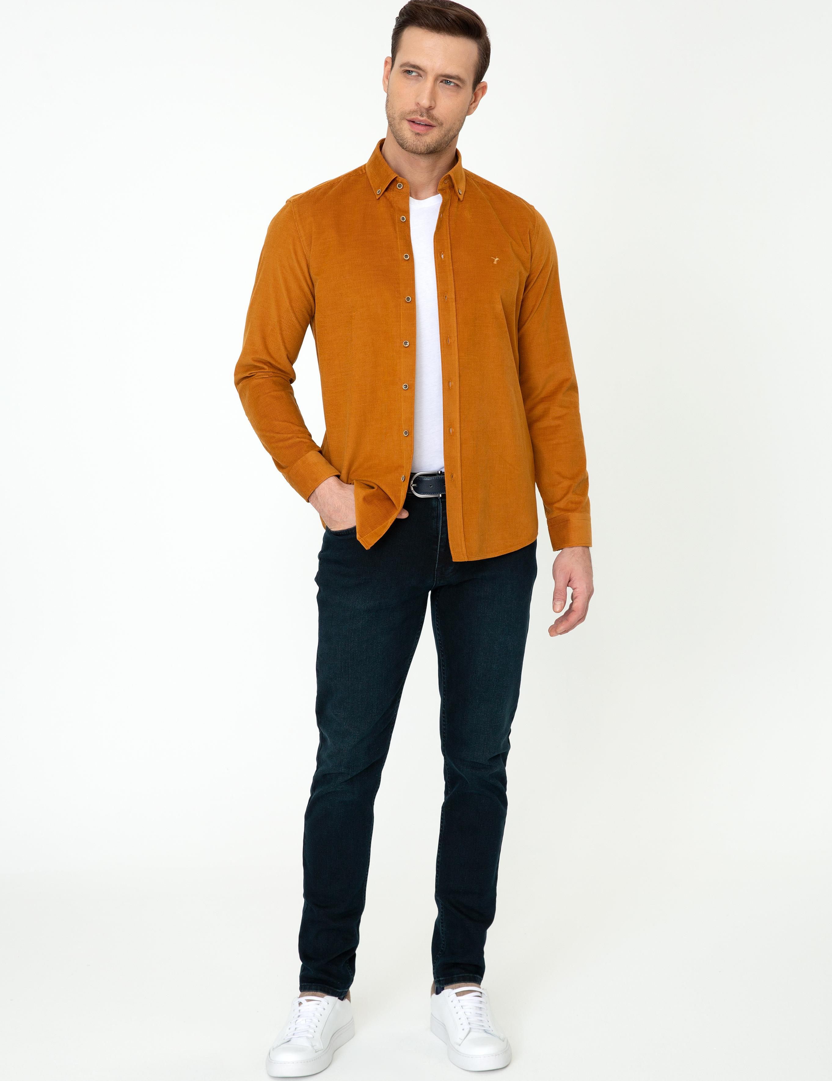 Camel Slim Fit Uzun Kollu Gömlek - 50245389058
