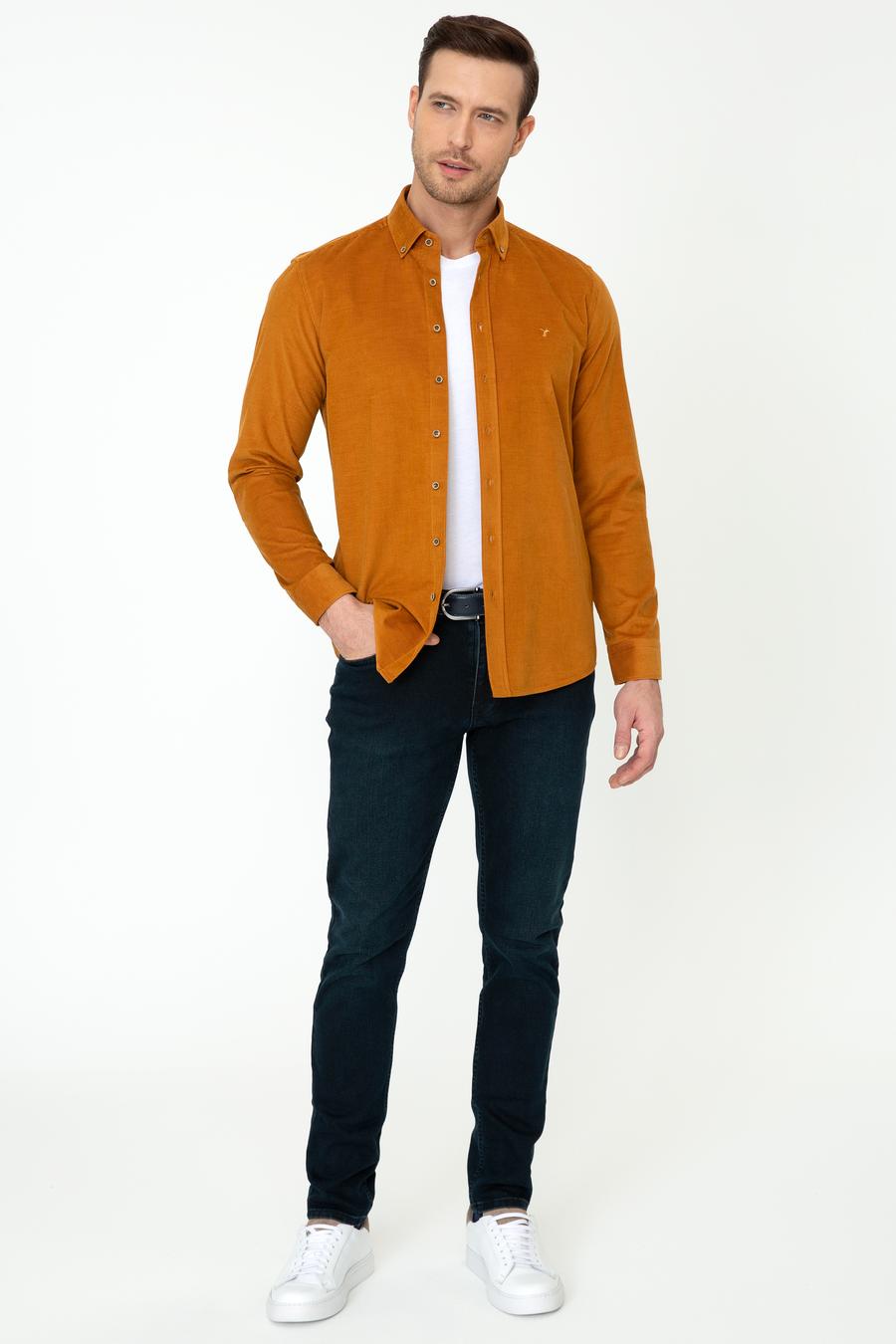 Camel Slim Fit Uzun Kollu Gömlek - 50245389058