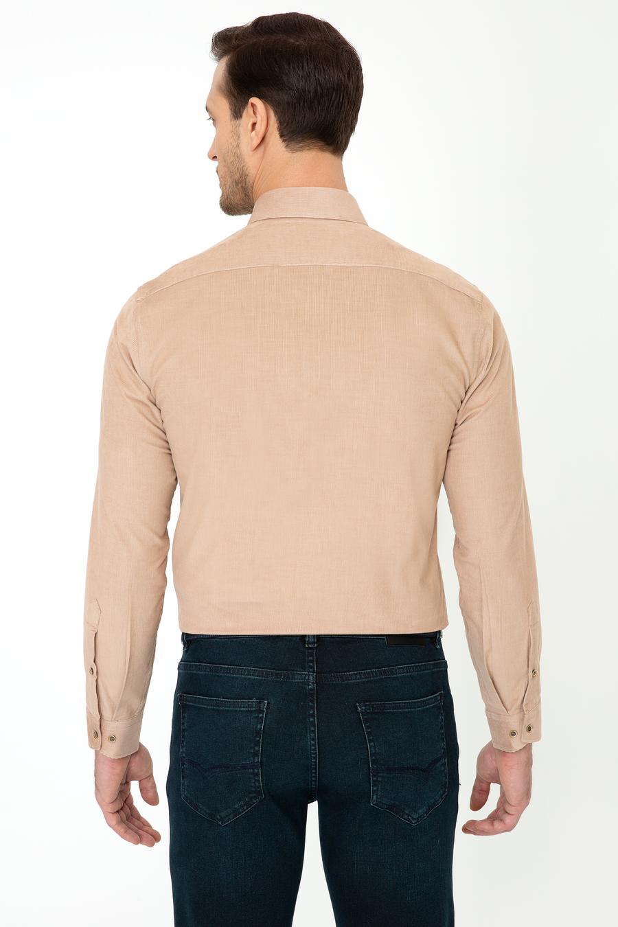 Bej Slim Fit Uzun Kollu Gömlek - 50245389047