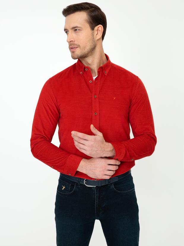 Kiremit Slim Fit Uzun Kollu Gömlek