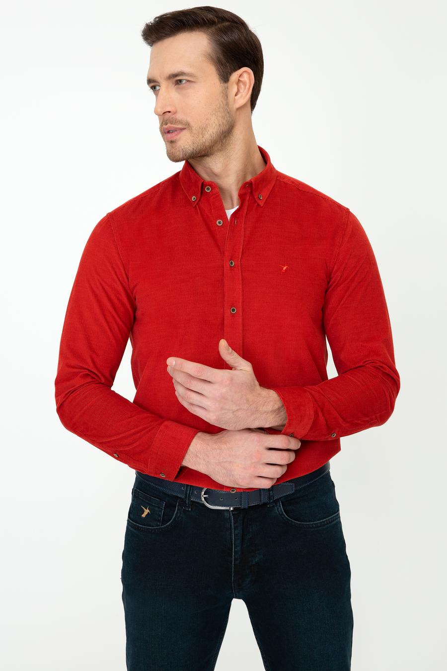 Kiremit Slim Fit Uzun Kollu Gömlek - 50245389069