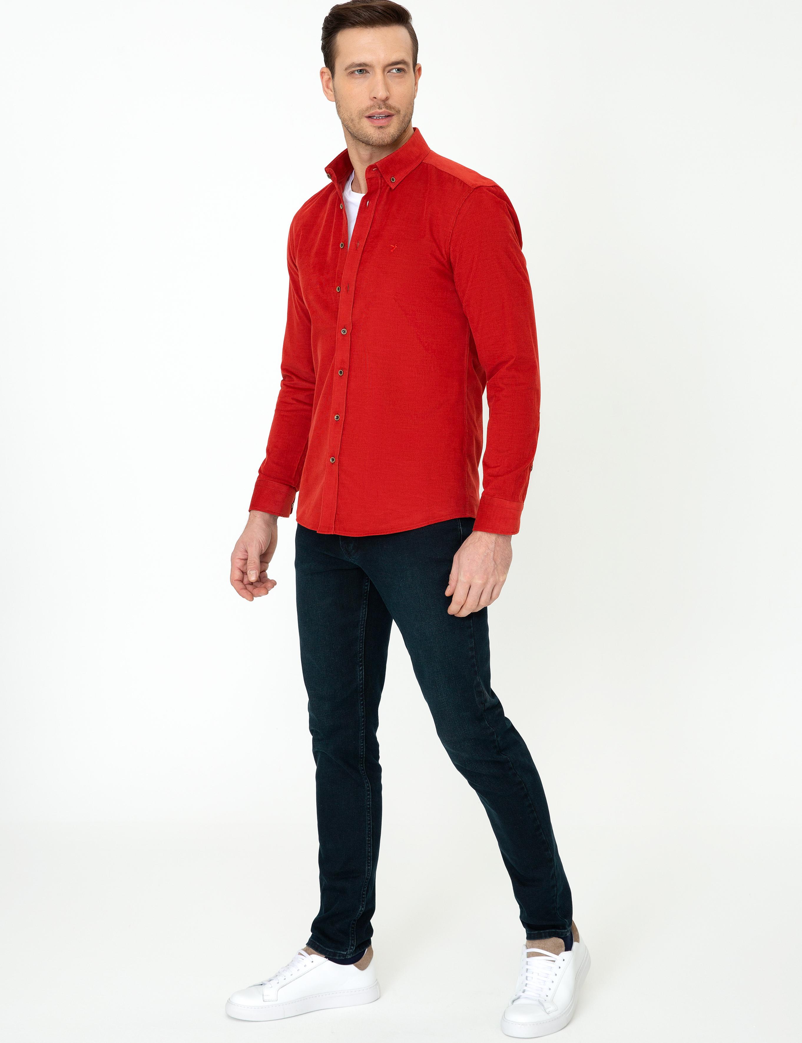 Kiremit Slim Fit Uzun Kollu Gömlek - 50245389069