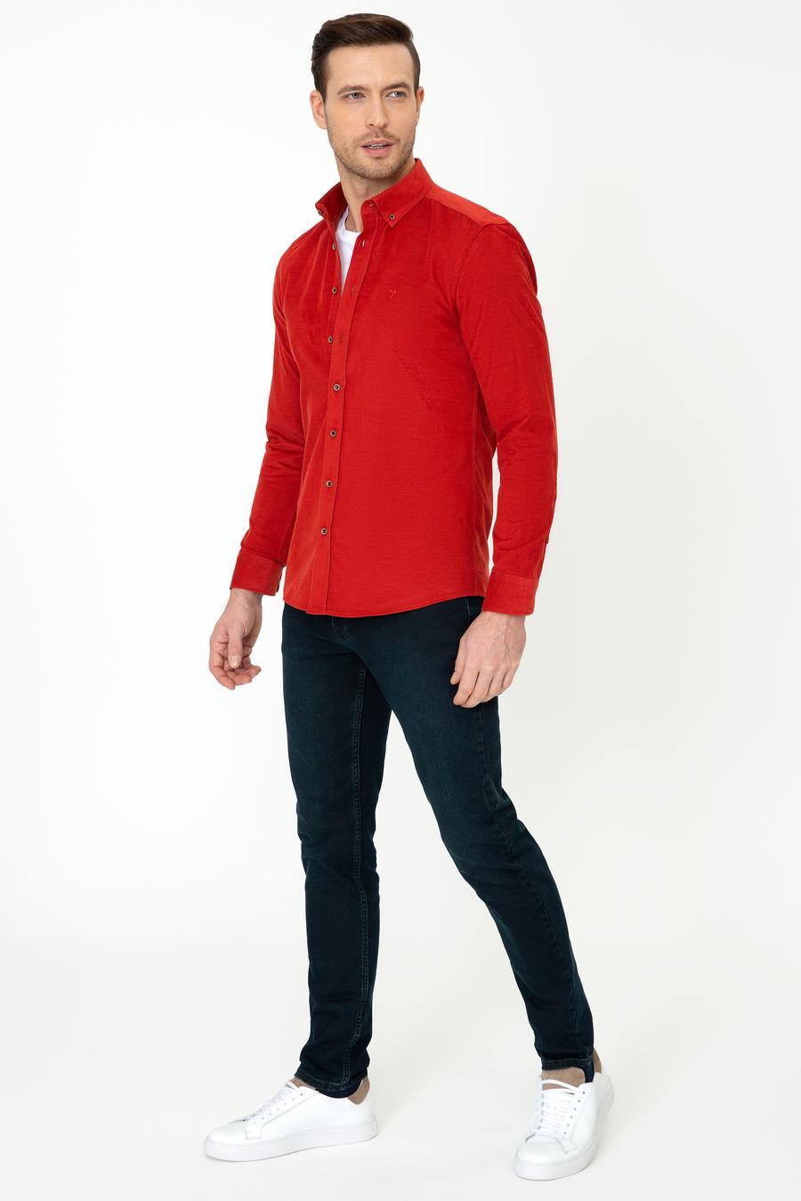 Kiremit Slim Fit Uzun Kollu Gömlek - 50245389069