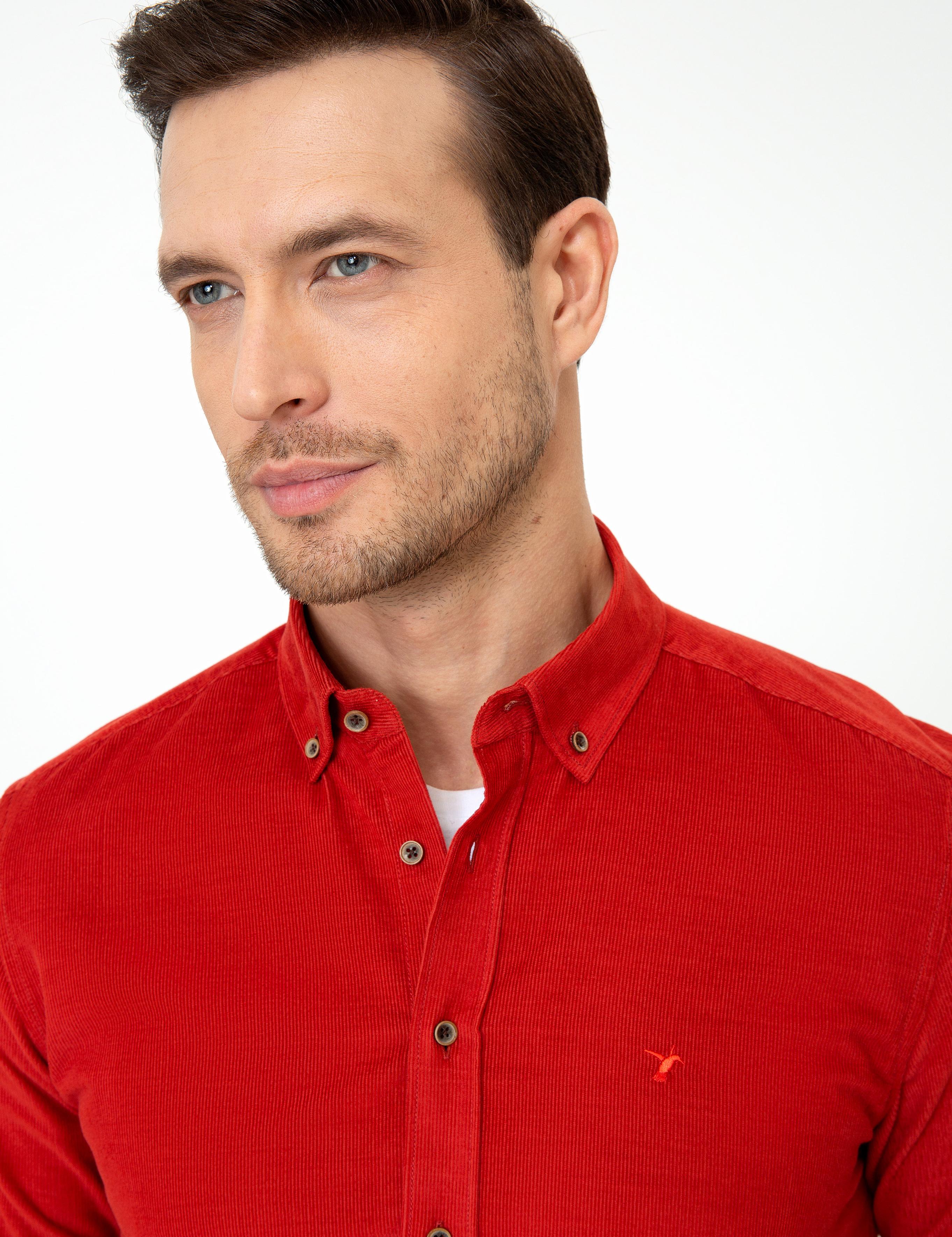Kiremit Slim Fit Uzun Kollu Gömlek - 50245389069