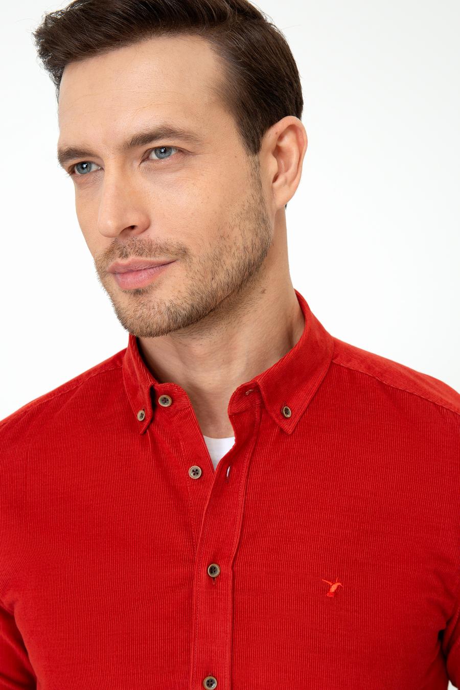 Kiremit Slim Fit Uzun Kollu Gömlek - 50245389069