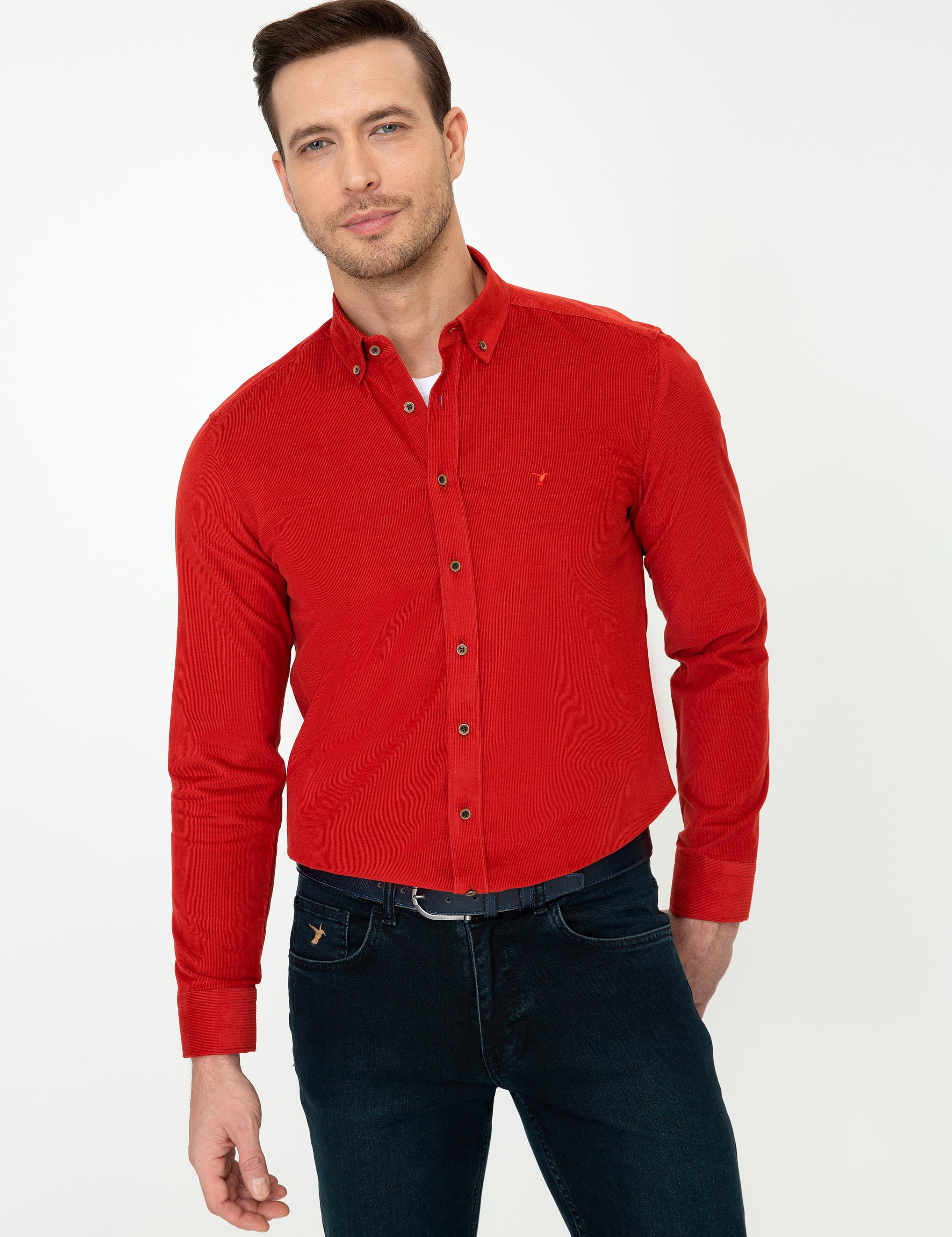 Kiremit Slim Fit Uzun Kollu Gömlek - 50245389069