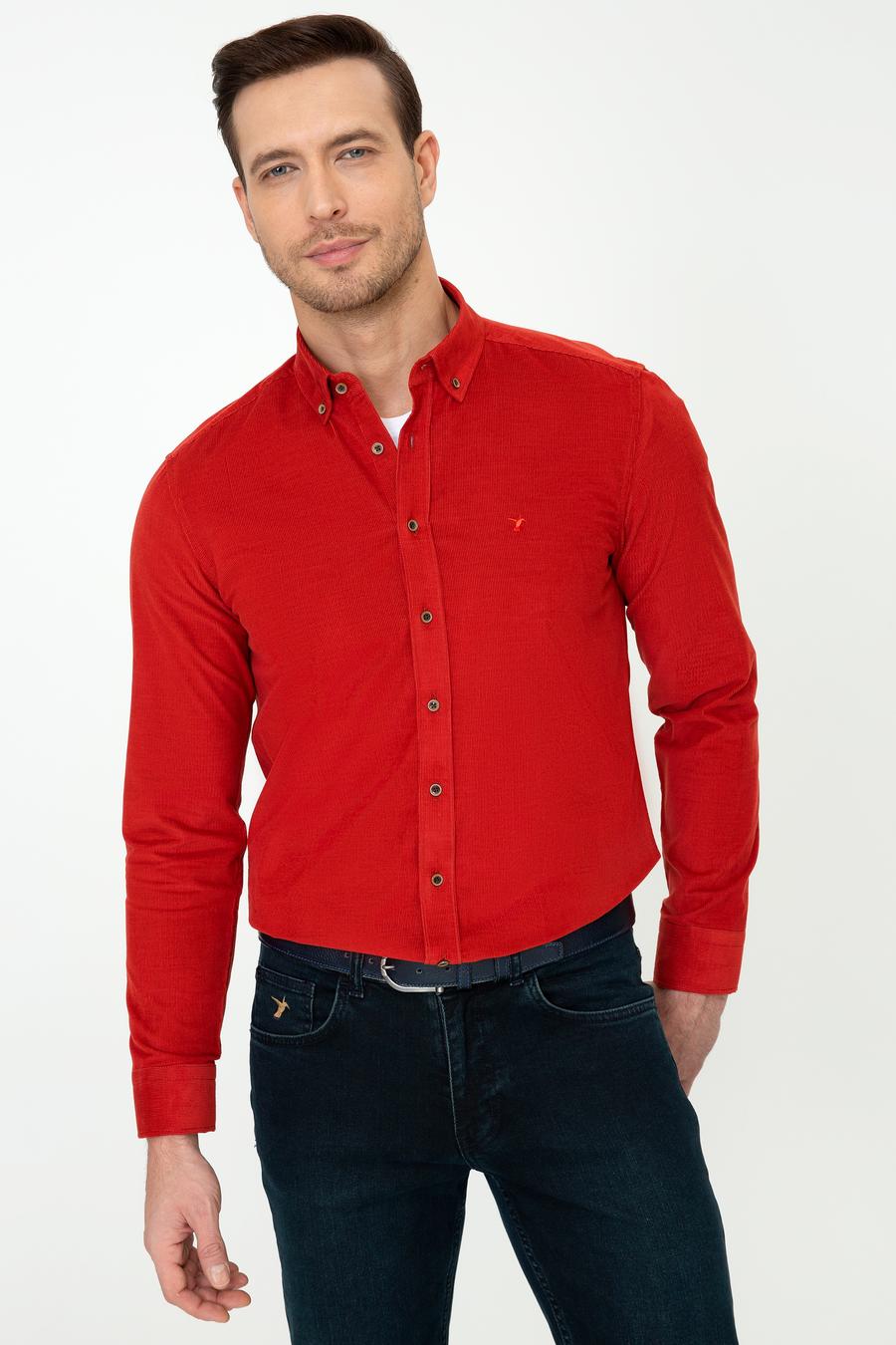Kiremit Slim Fit Uzun Kollu Gömlek - 50245389069