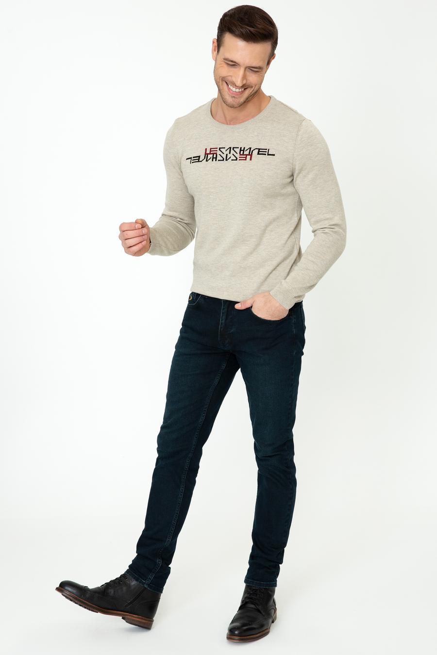 Bej Slim Fit Bisiklet Yaka Triko Kazak - 50241781001
