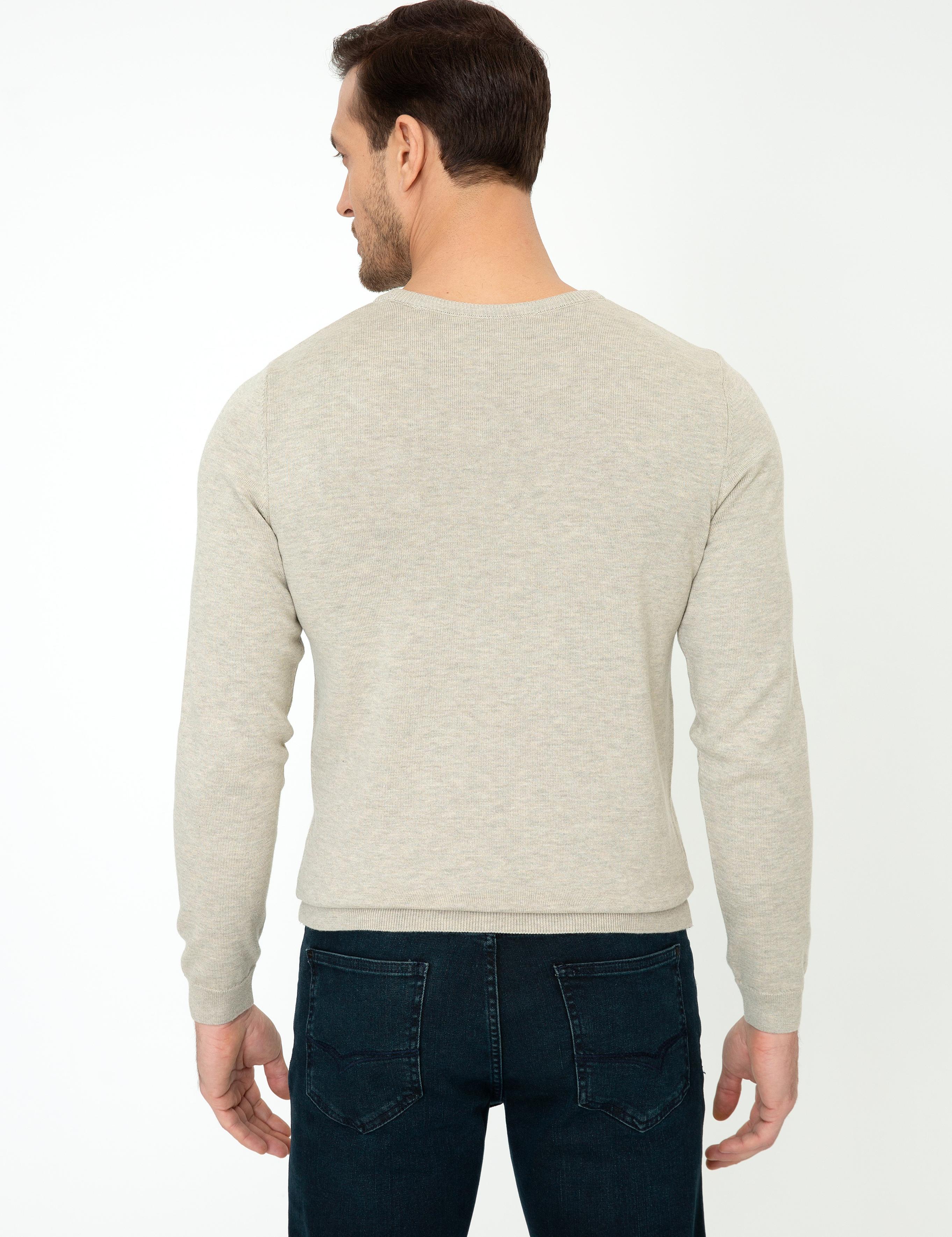 Bej Slim Fit Bisiklet Yaka Triko Kazak - 50241781001