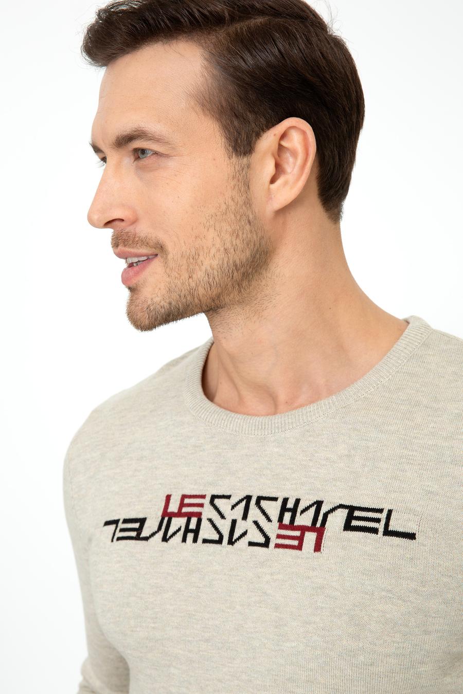 Bej Slim Fit Bisiklet Yaka Triko Kazak - 50241781001