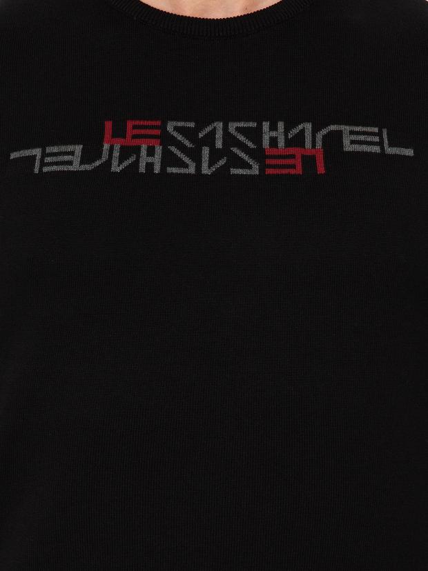 Siyah Slim Fit Bisiklet Yaka Triko Kazak