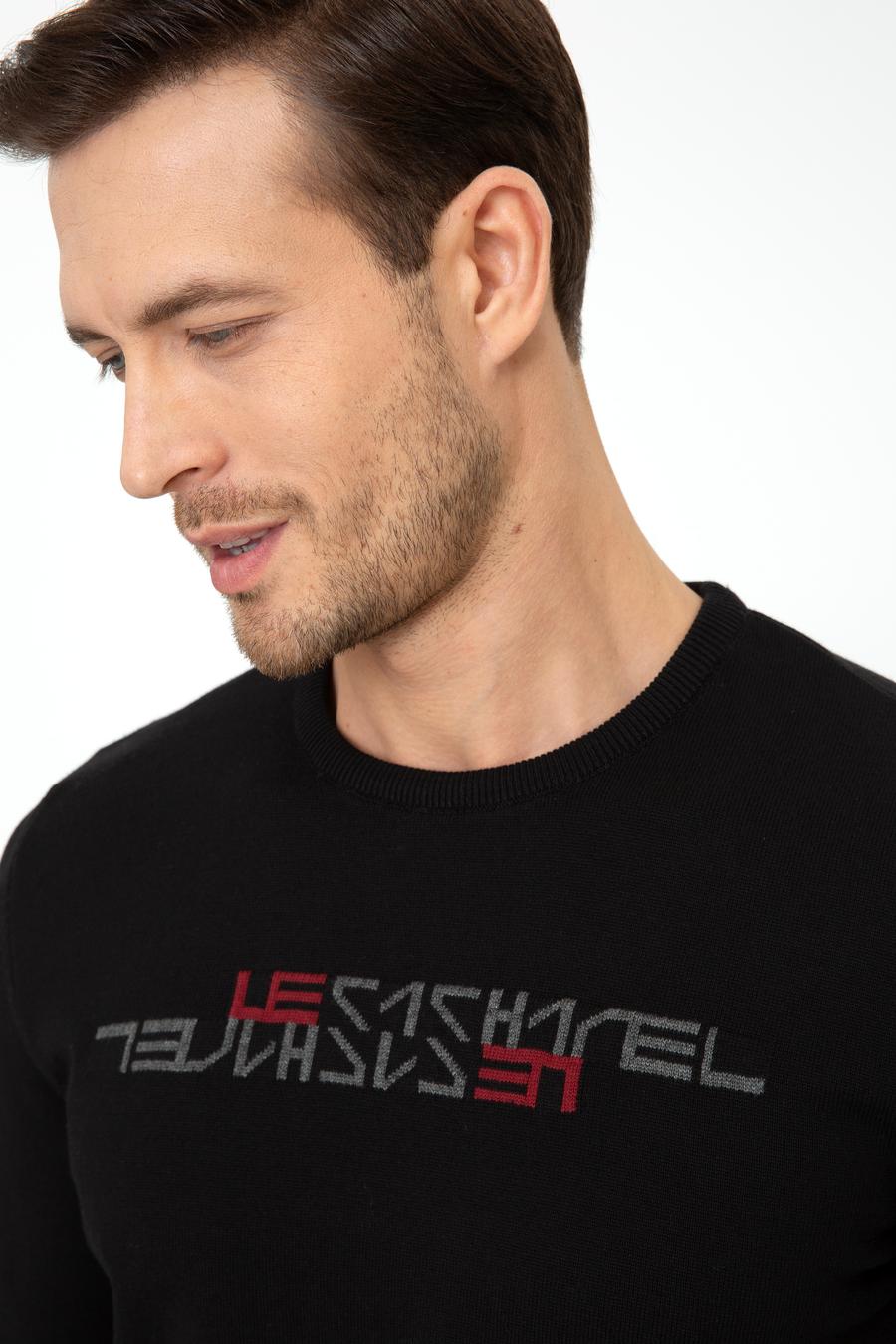 Siyah Slim Fit Bisiklet Yaka Triko Kazak - 50241781029