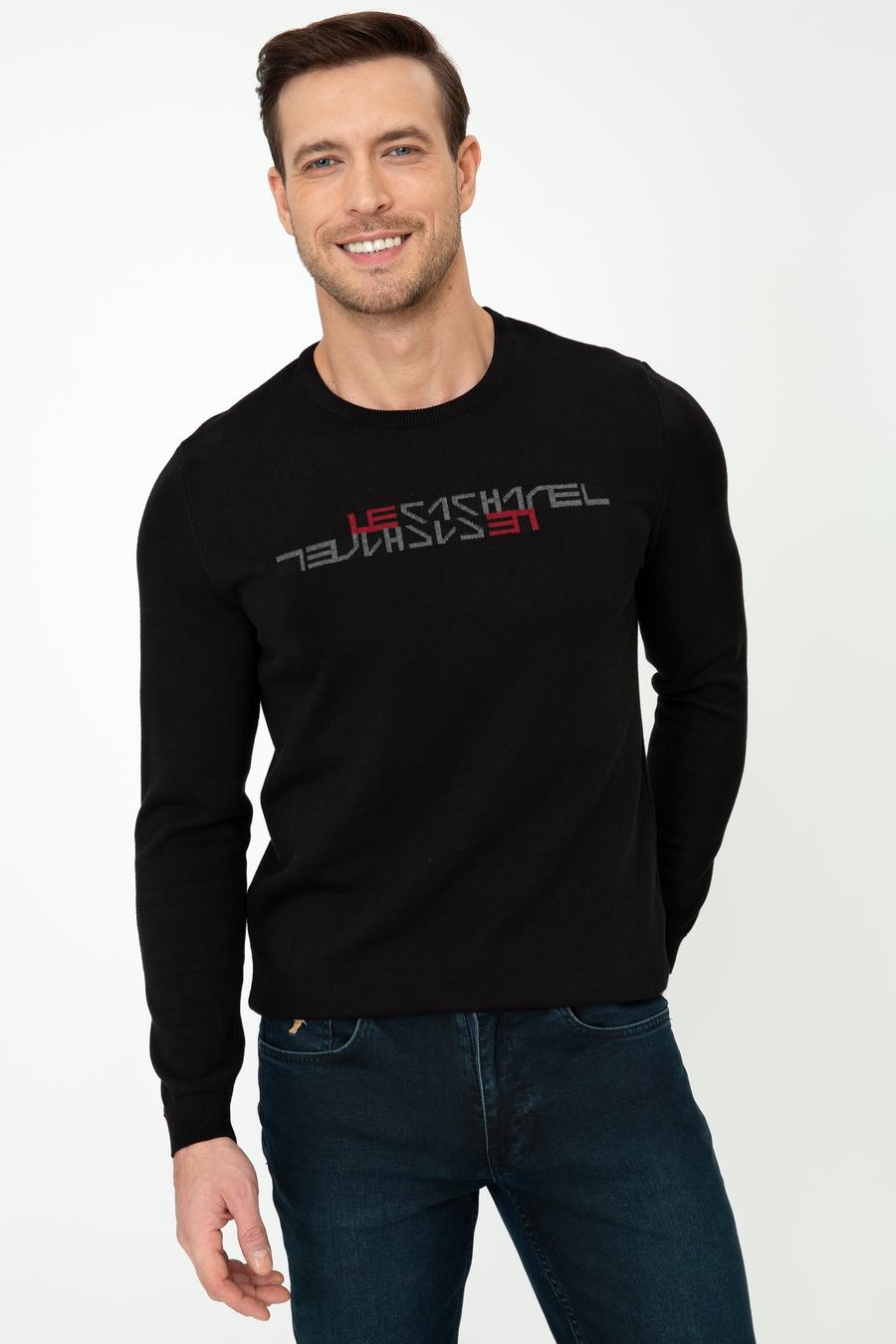 Siyah Slim Fit Bisiklet Yaka Triko Kazak - 50241781029