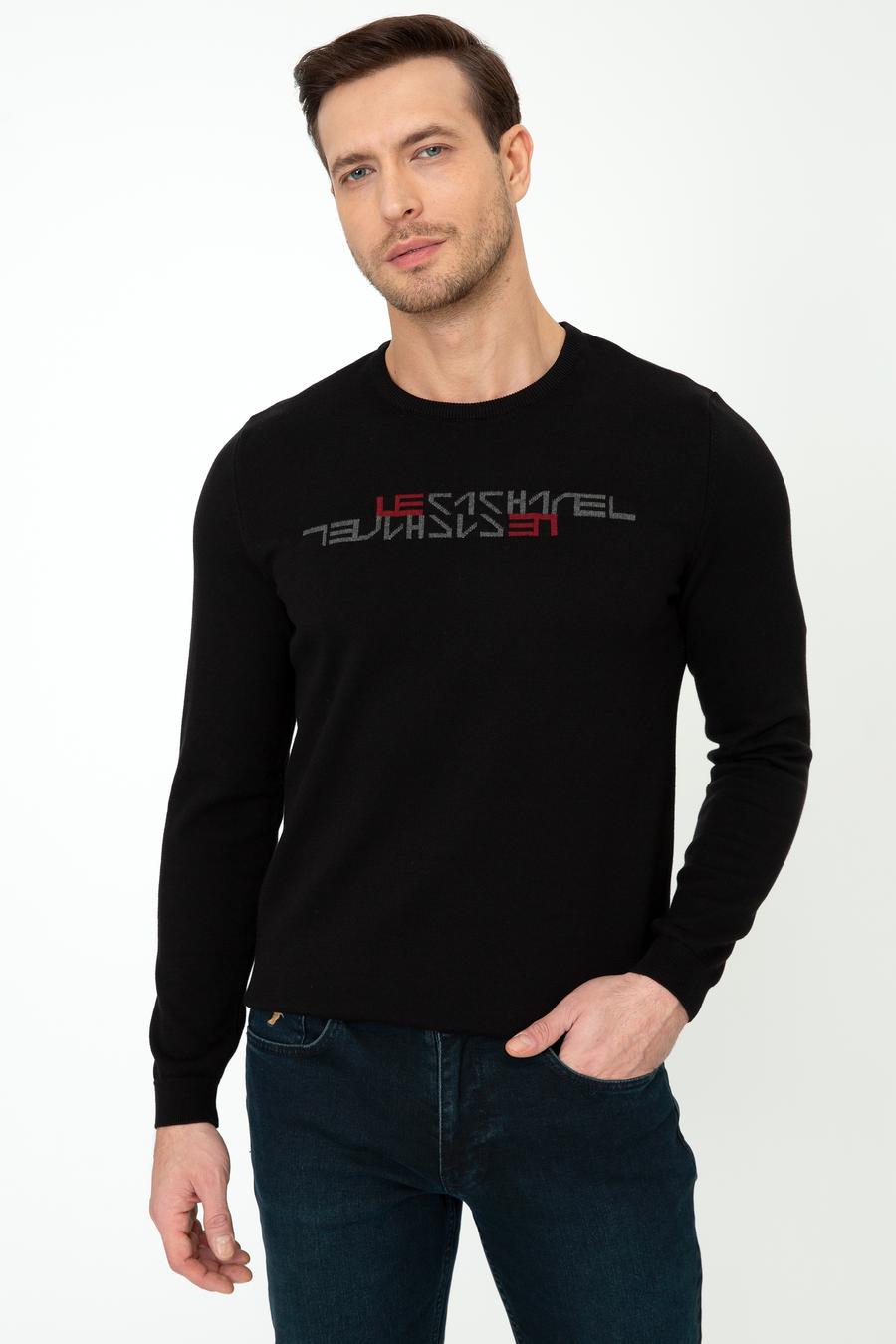 Siyah Slim Fit Bisiklet Yaka Triko Kazak - 50241781029