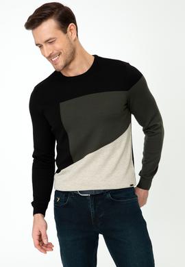 Siyah Slim Fit Bisiklet Yaka Triko Kazak