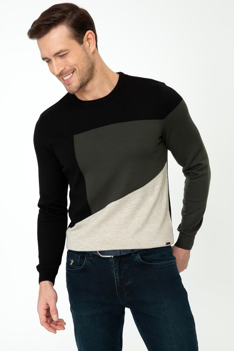 Siyah Slim Fit Bisiklet Yaka Triko Kazak - 50240215005