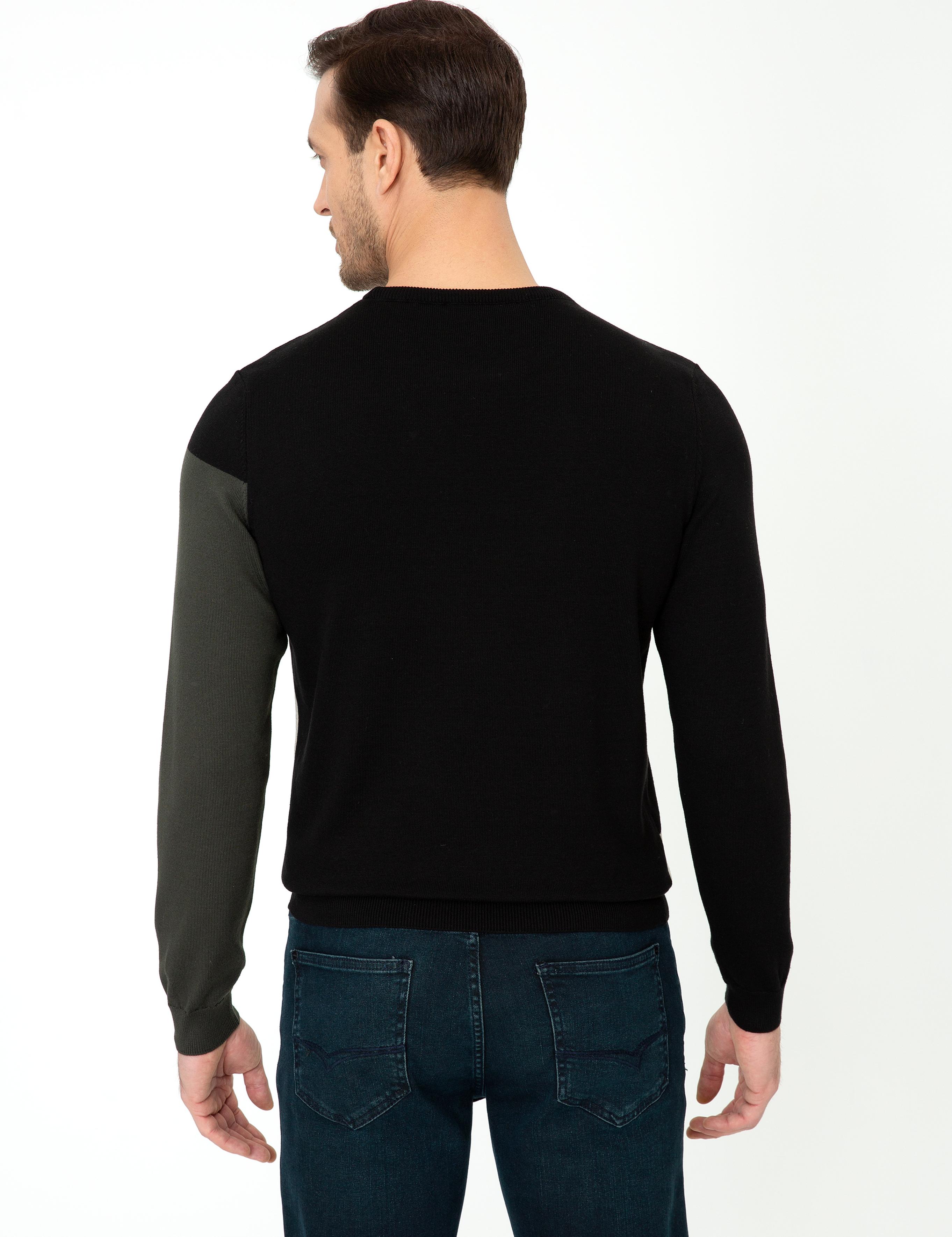 Siyah Slim Fit Bisiklet Yaka Triko Kazak - 50240215005