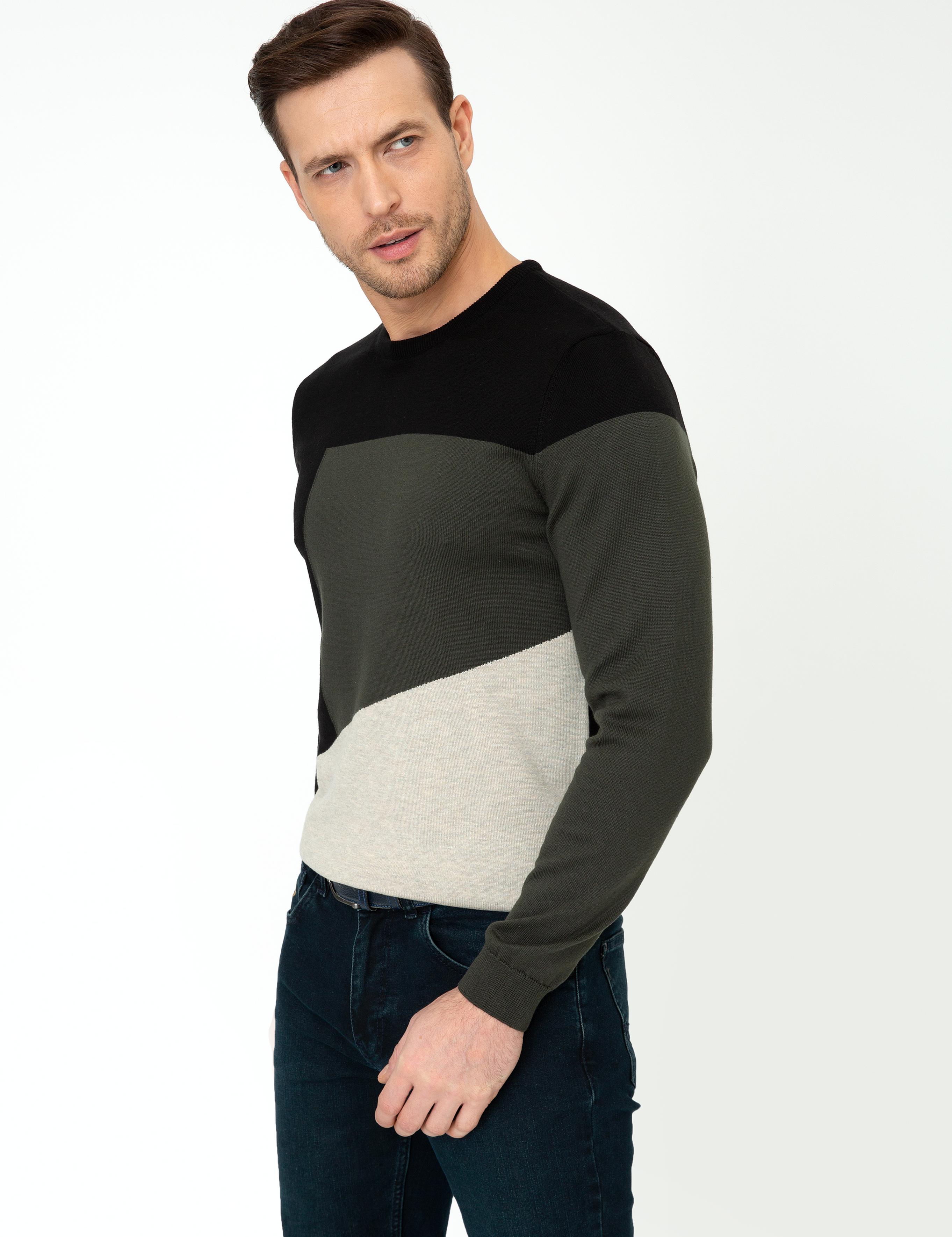 Siyah Slim Fit Bisiklet Yaka Triko Kazak - 50240215005
