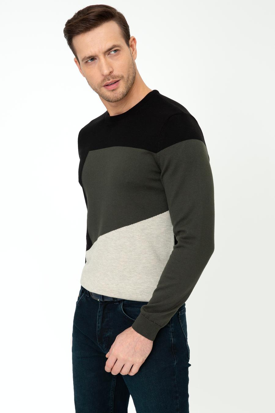 Siyah Slim Fit Bisiklet Yaka Triko Kazak - 50240215005