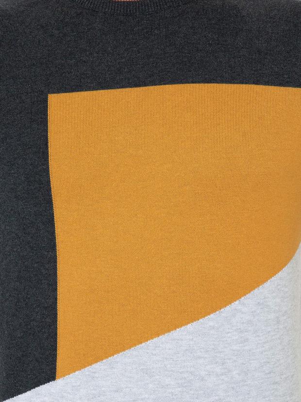 Antrasit Slim Fit Bisiklet Yaka Triko Kazak