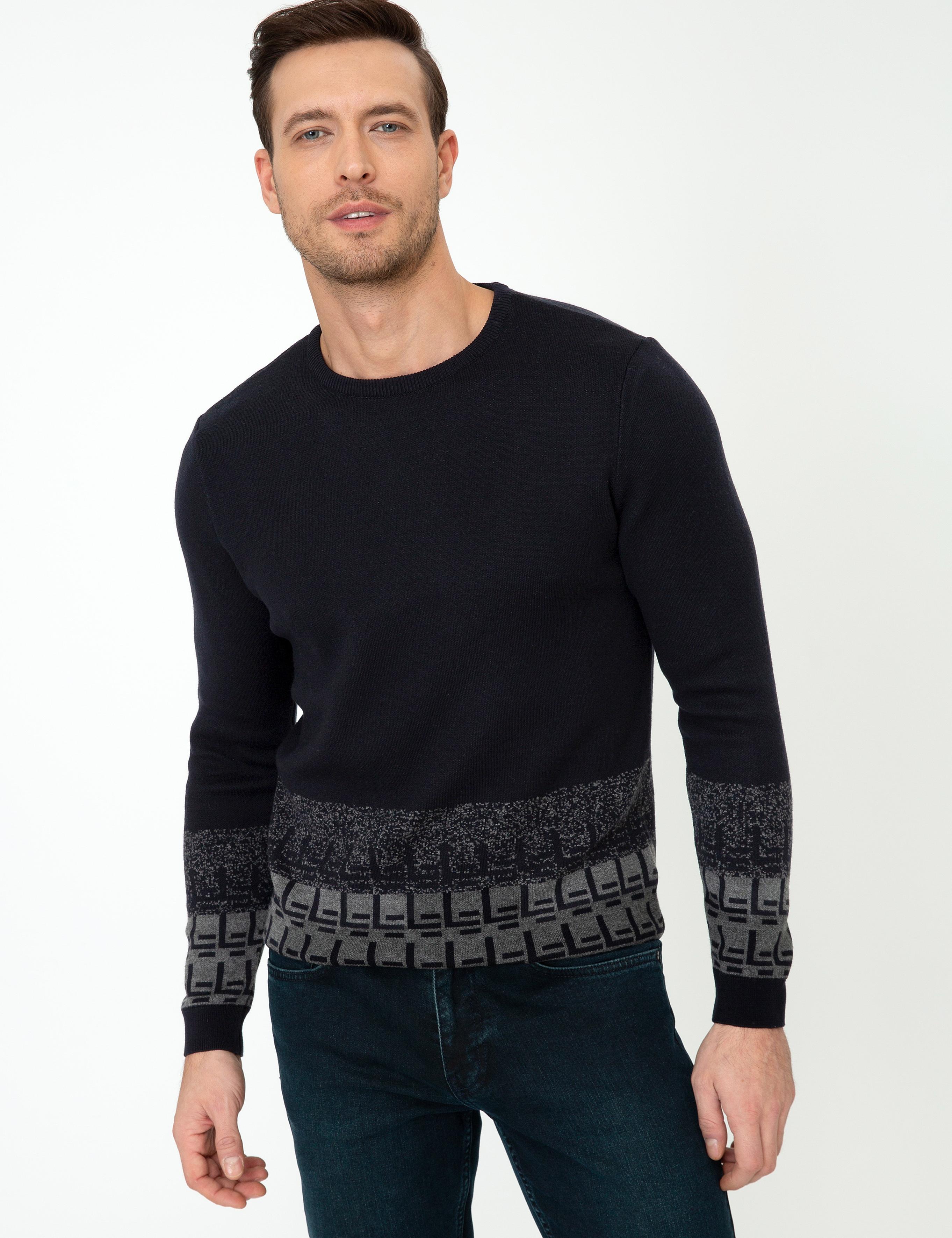 Lacivert Regular Fit Bisiklet Yaka Triko Kazak - 50240209043