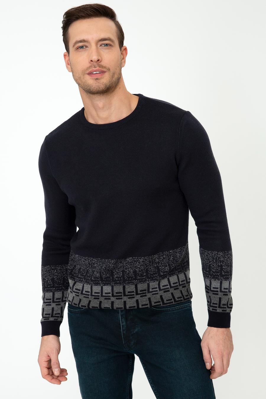 Lacivert Regular Fit Bisiklet Yaka Triko Kazak - 50240209043