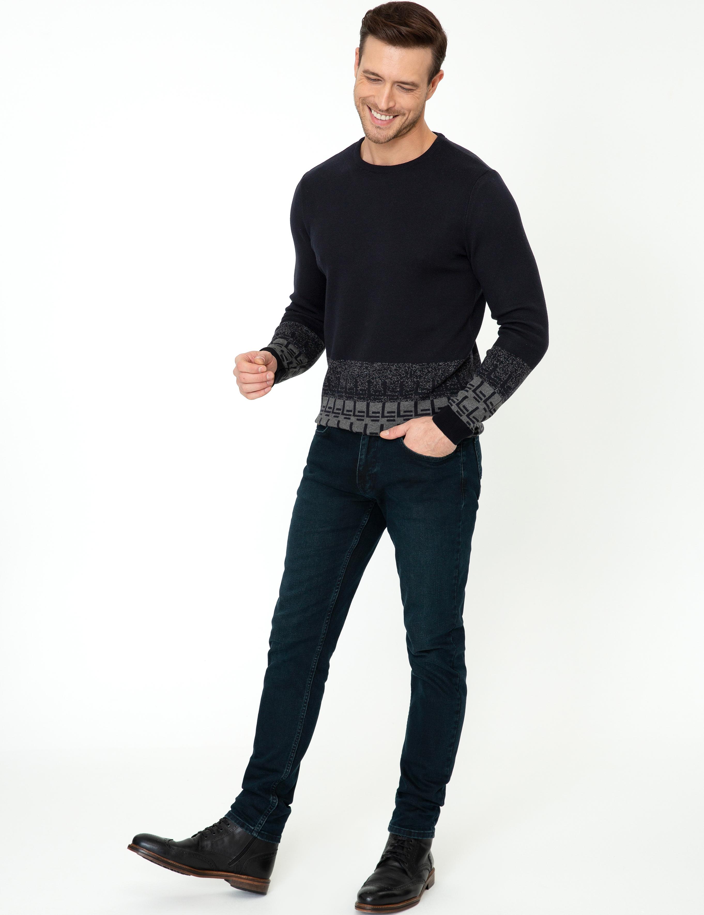 Lacivert Regular Fit Bisiklet Yaka Triko Kazak - 50240209043