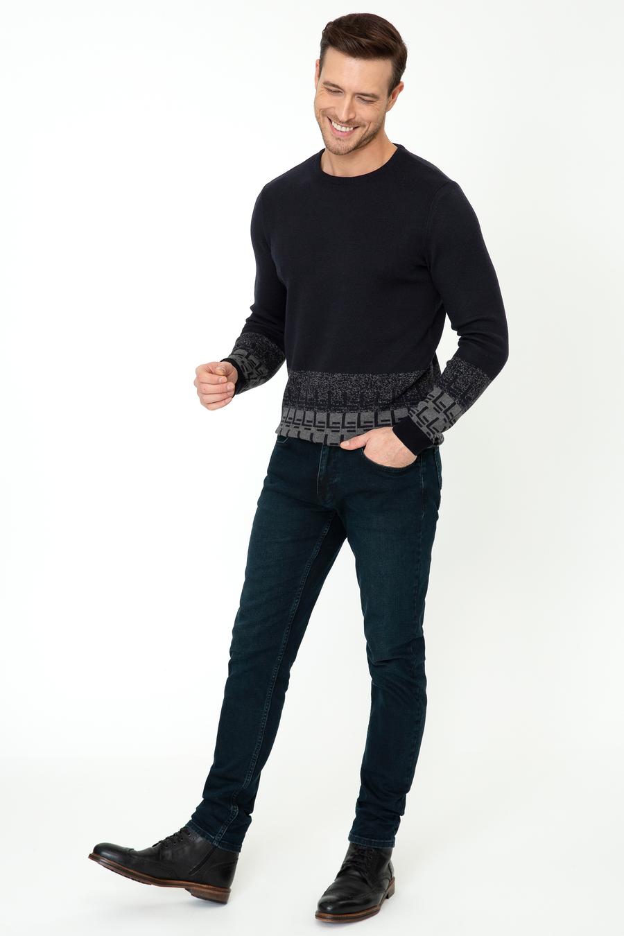 Lacivert Regular Fit Bisiklet Yaka Triko Kazak - 50240209043