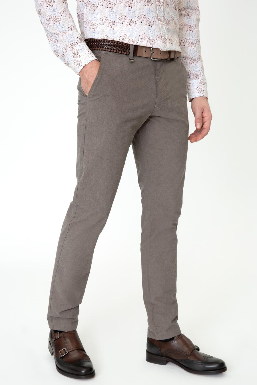 Kahverengi Slim Fit Kanvas Pantolon - 50248788118