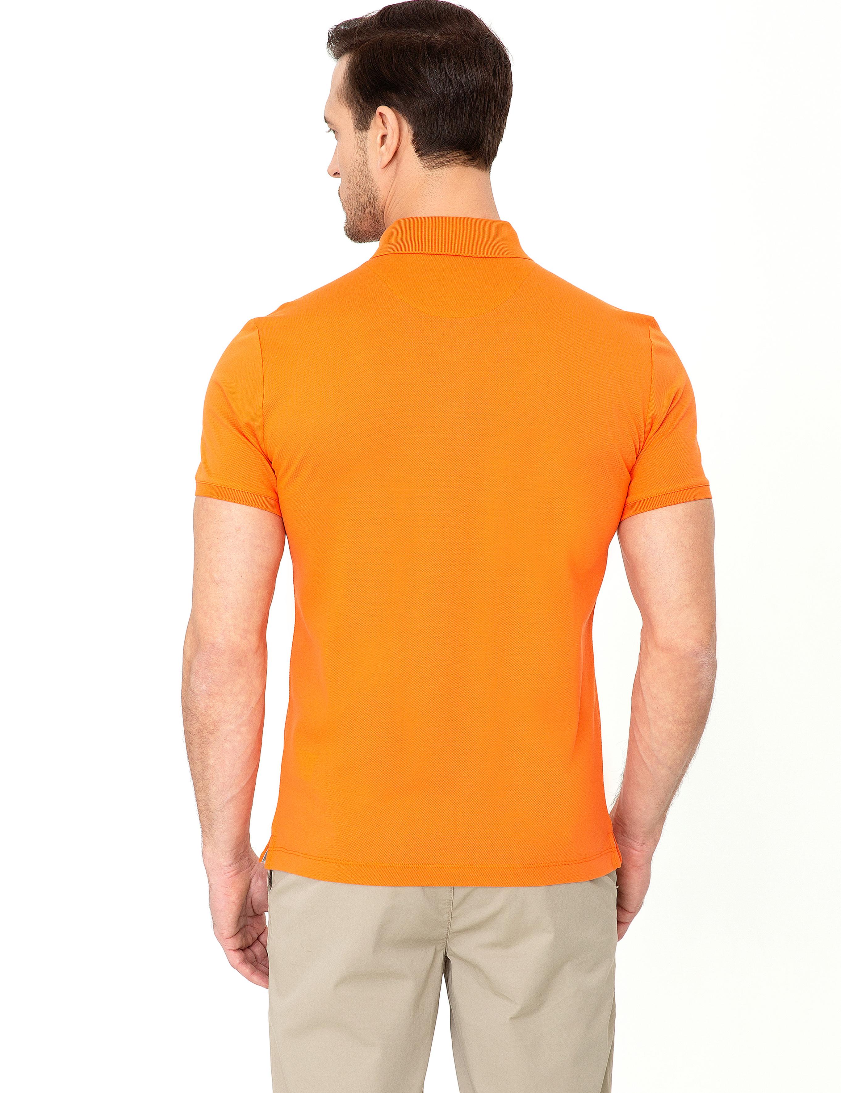 Turuncu Polo Yaka Slim Fit Basic Merserize T-shirt - 50250172094