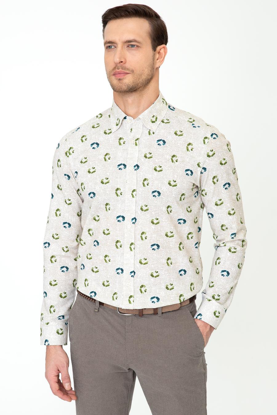 Yeşil Slim Fit Uzun Kollu Gömlek - 50247590046