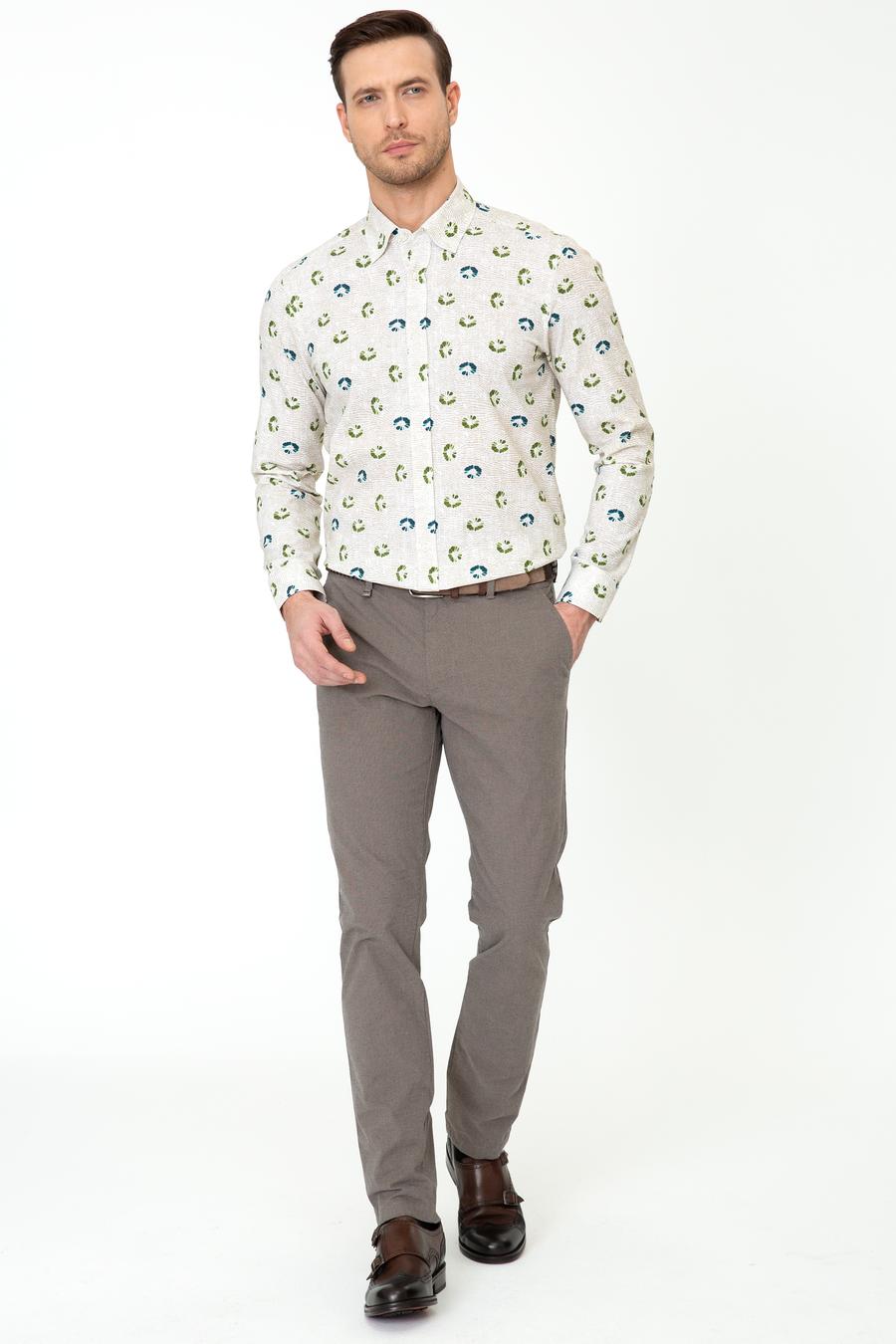 Yeşil Slim Fit Uzun Kollu Gömlek - 50247590046