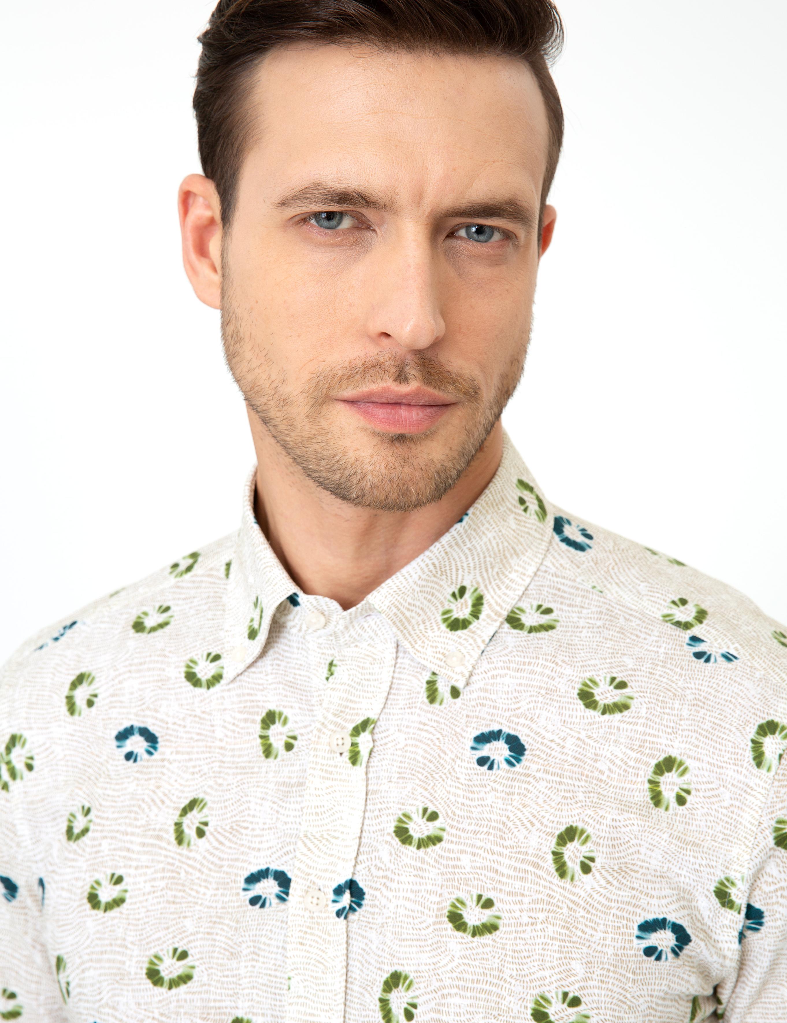 Yeşil Slim Fit Uzun Kollu Gömlek - 50247590046
