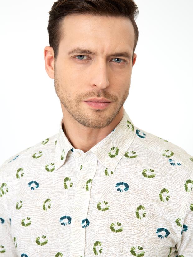 Yeşil Slim Fit Uzun Kollu Gömlek
