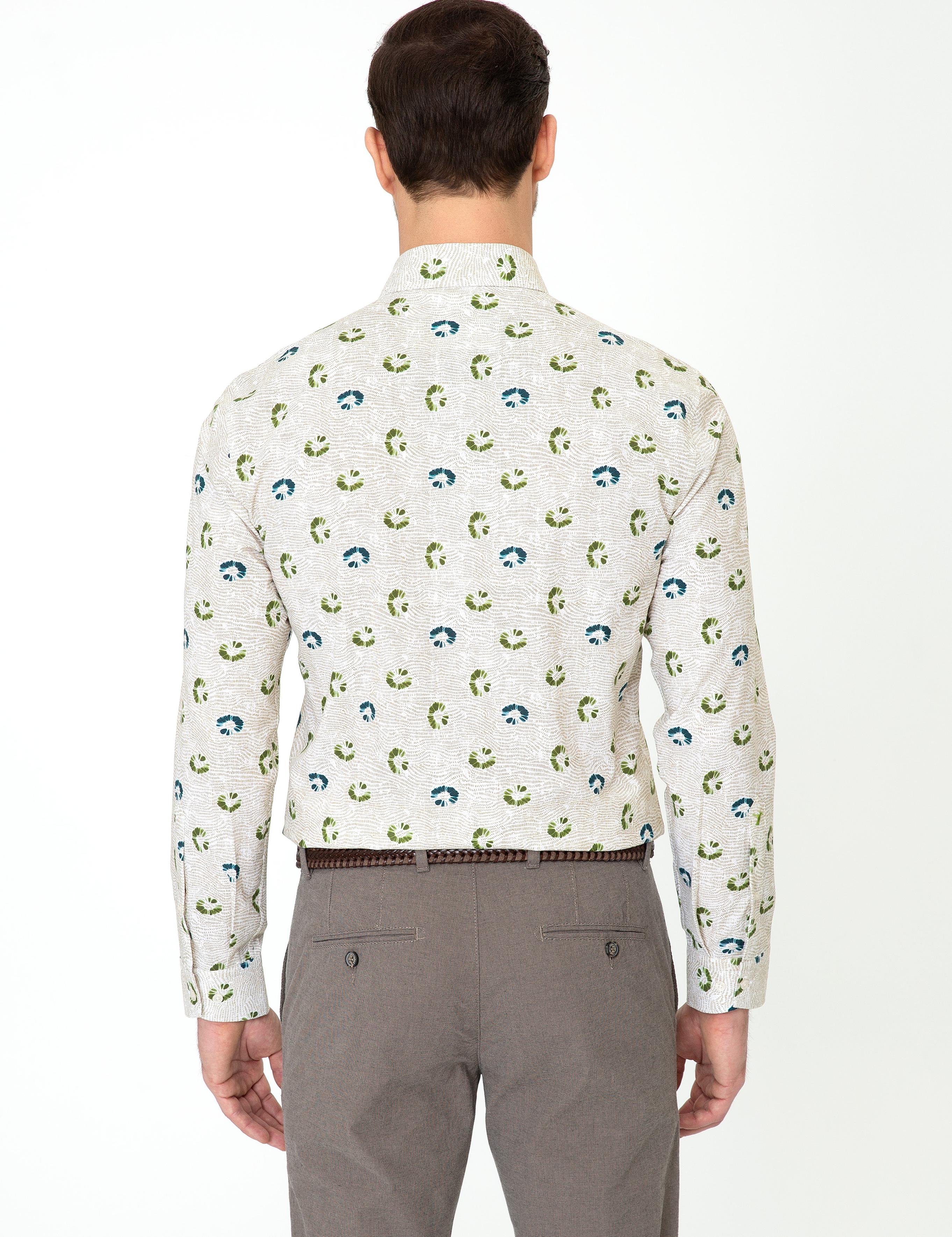 Yeşil Slim Fit Uzun Kollu Gömlek - 50247590046