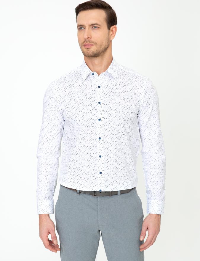 Beyaz Slim Fit Uzun Kollu Gömlek