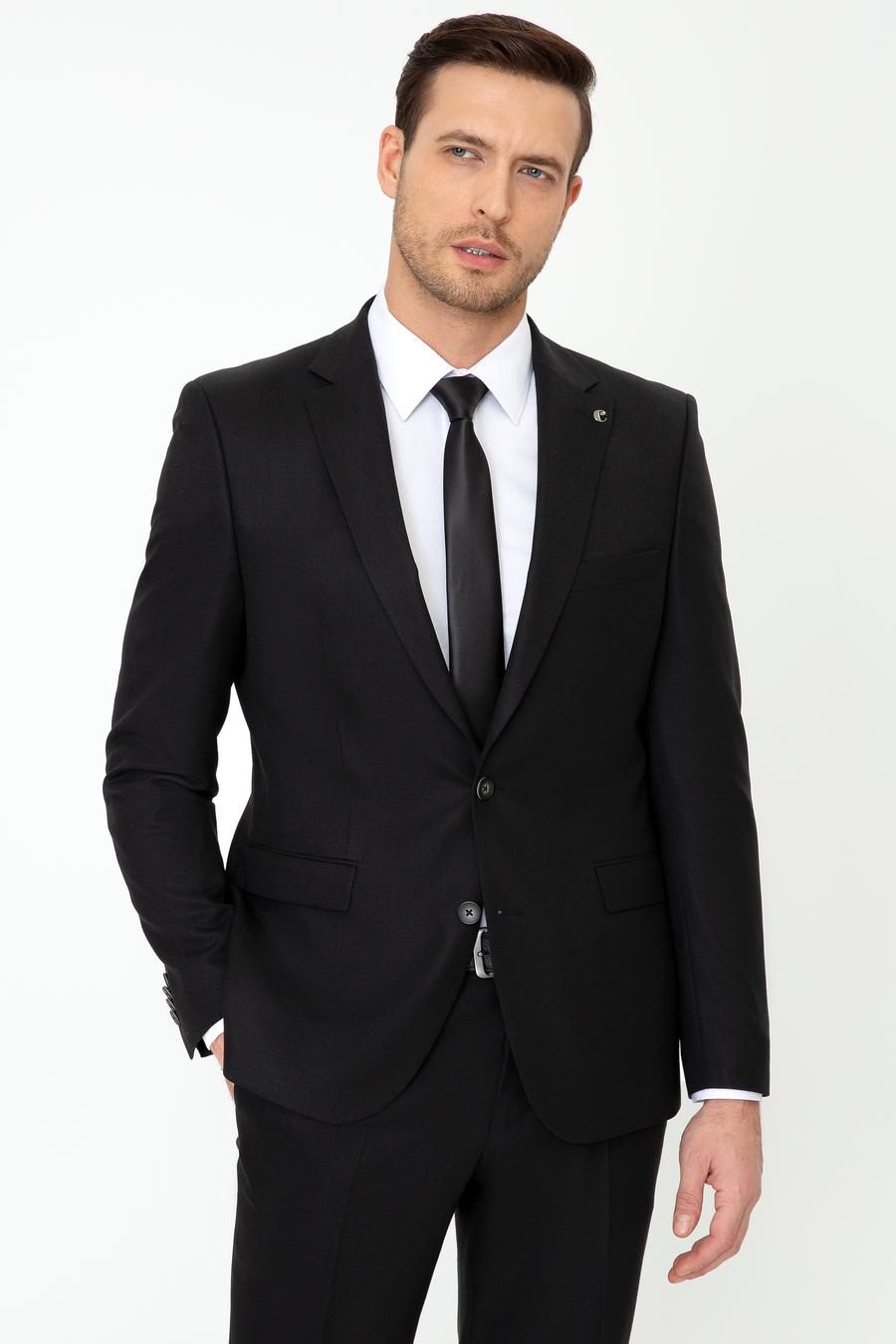 Siyah Slim Fit Yün Ceket - 50250780041