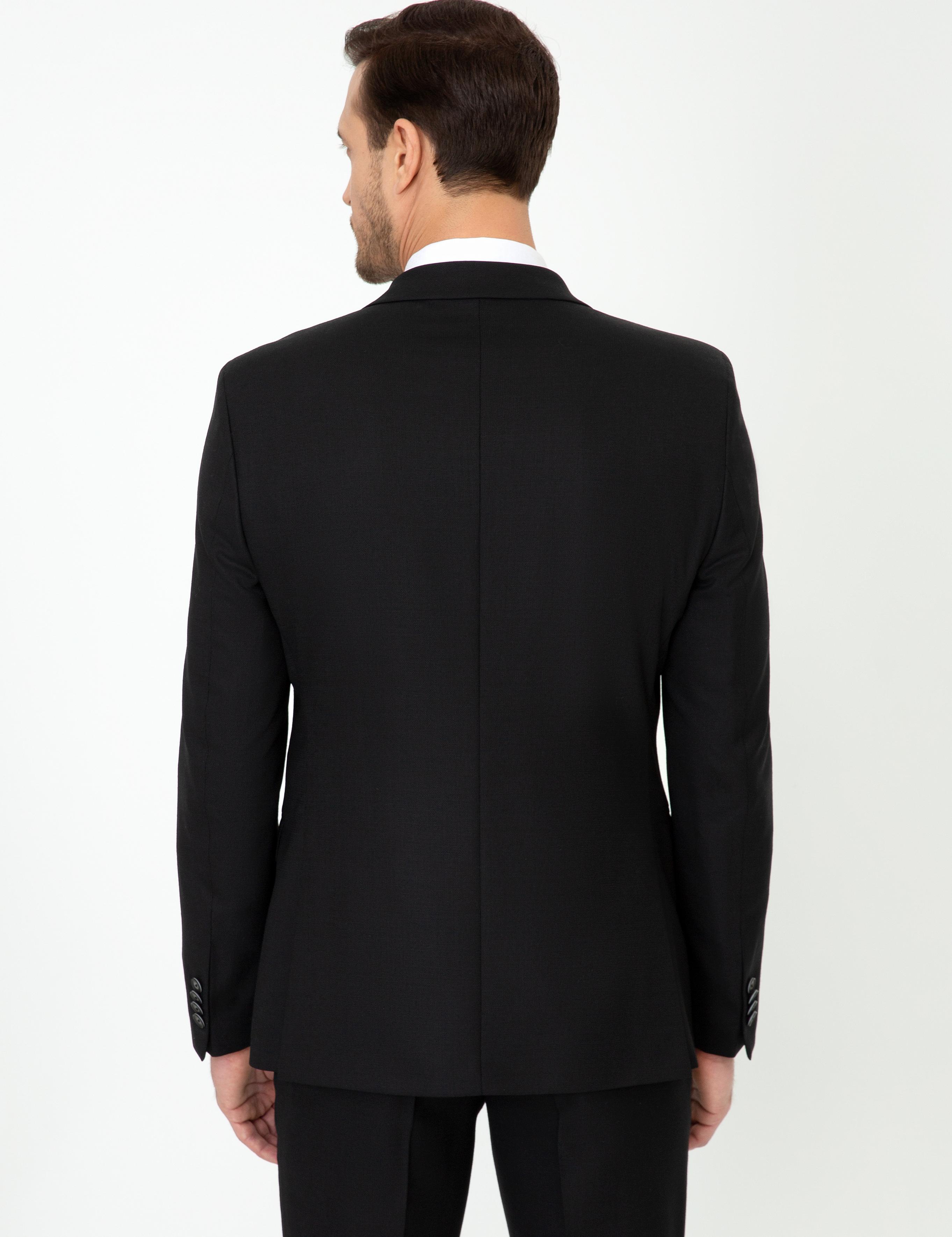 Siyah Slim Fit Yün Ceket - 50250780041