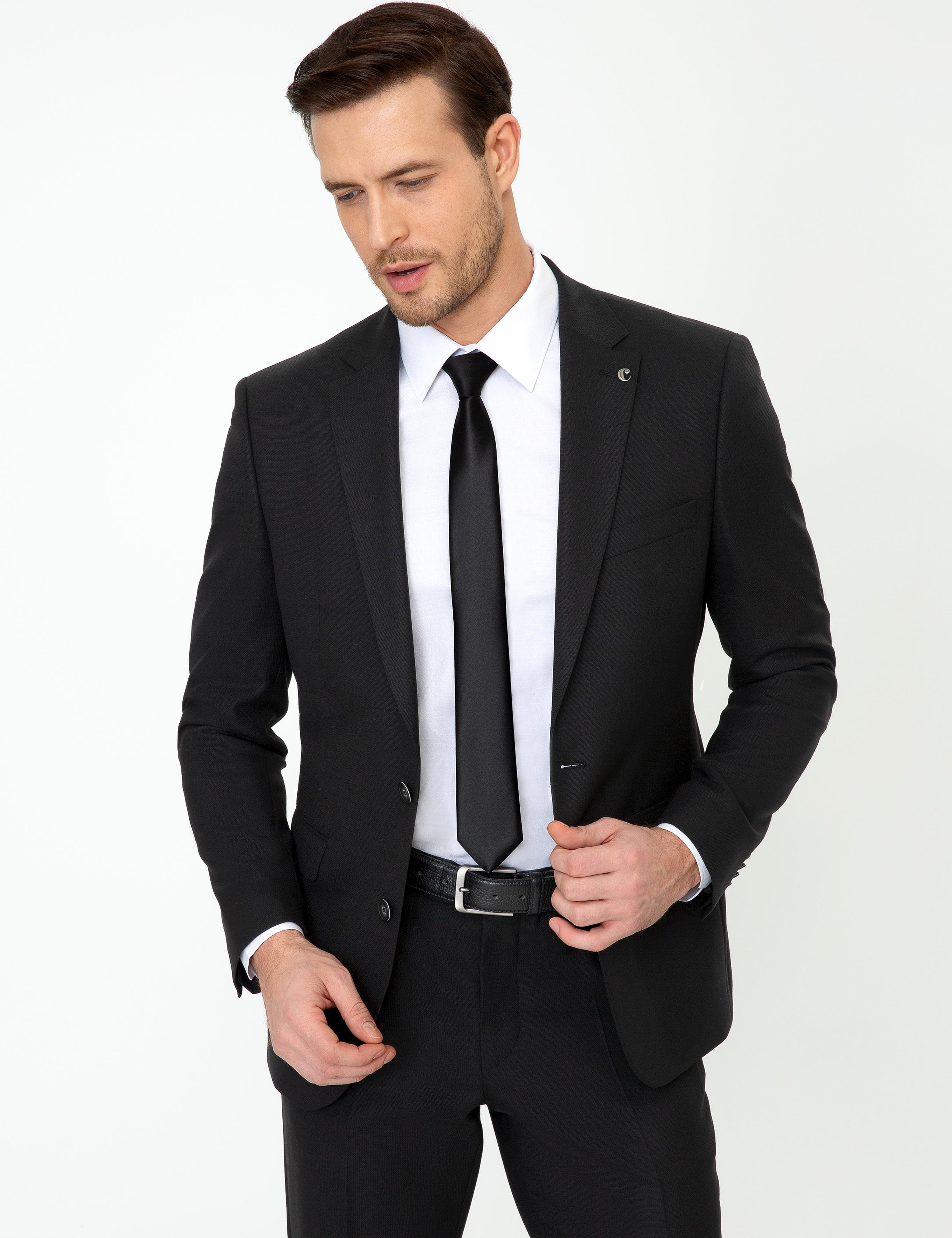 Siyah Slim Fit Yün Ceket - 50250780041
