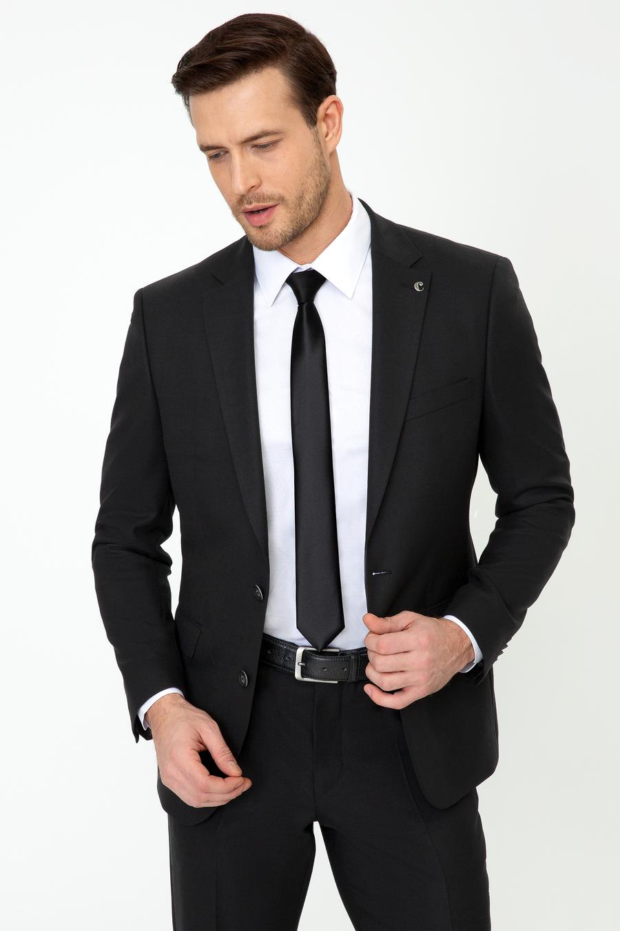 Siyah Slim Fit Yün Ceket - 50250780041