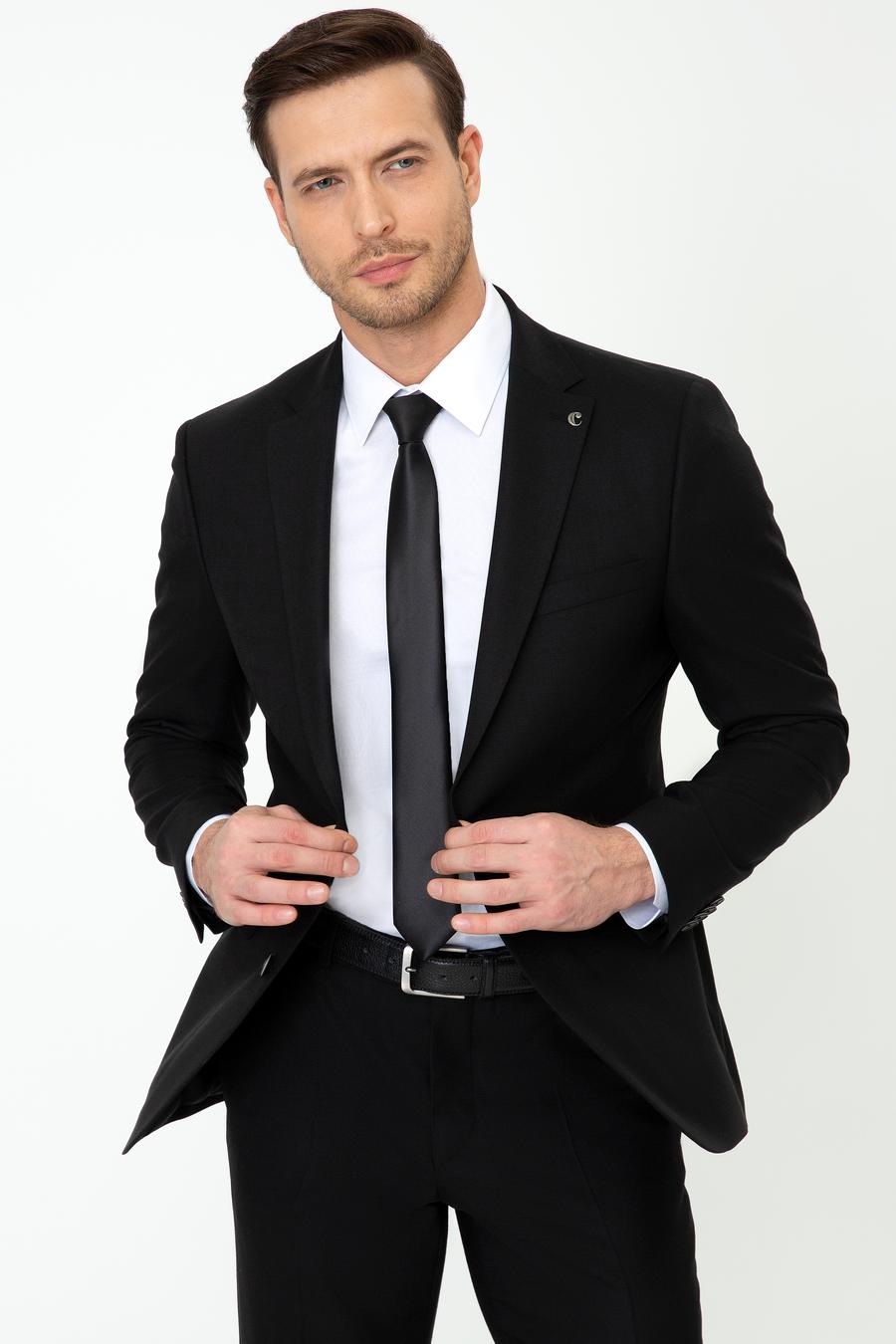 Siyah Slim Fit Yün Ceket - 50250780041
