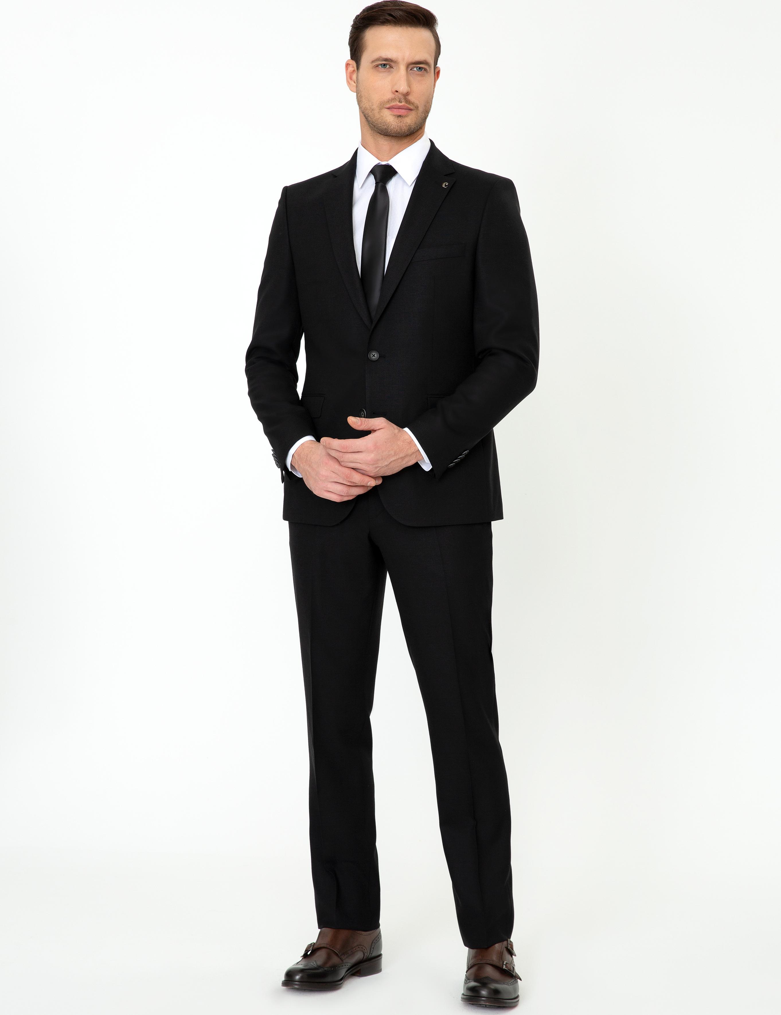 Siyah Slim Fit Yün Ceket - 50250780041