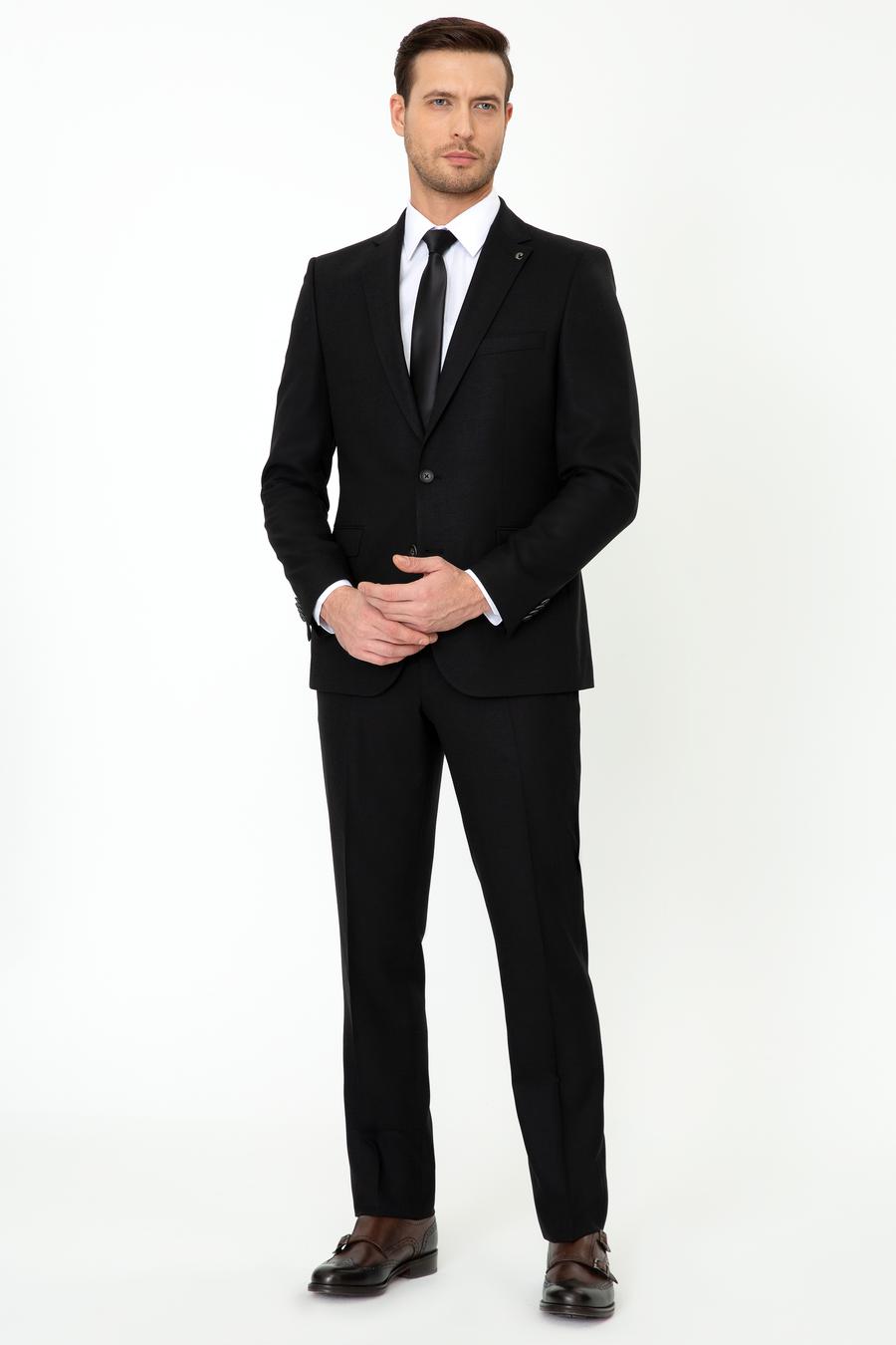 Siyah Slim Fit Yün Ceket - 50250780041