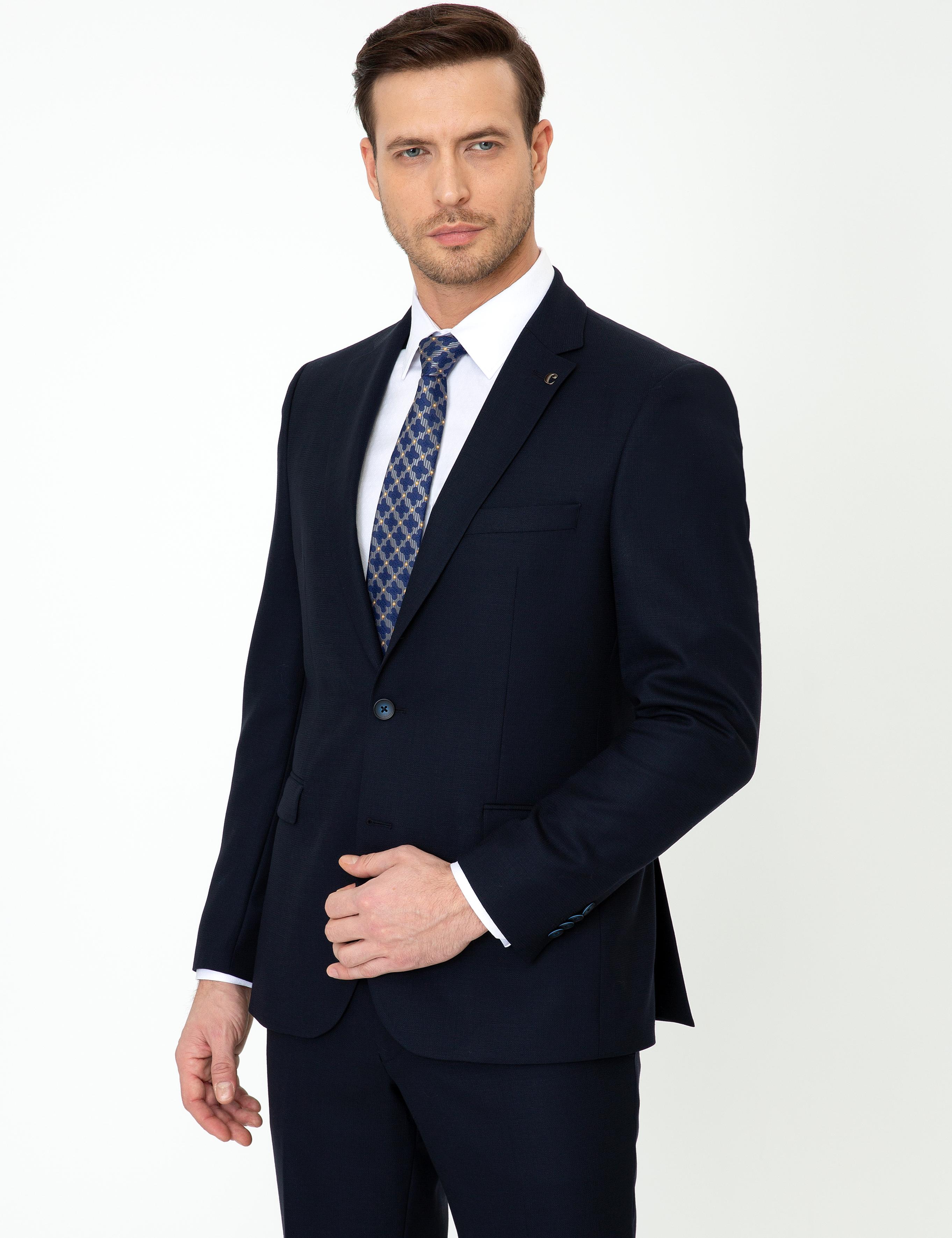 Lacivert Slim Fit Yün Ceket - 50250780083