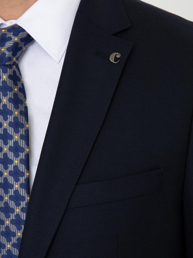Lacivert Slim Fit Yün Ceket