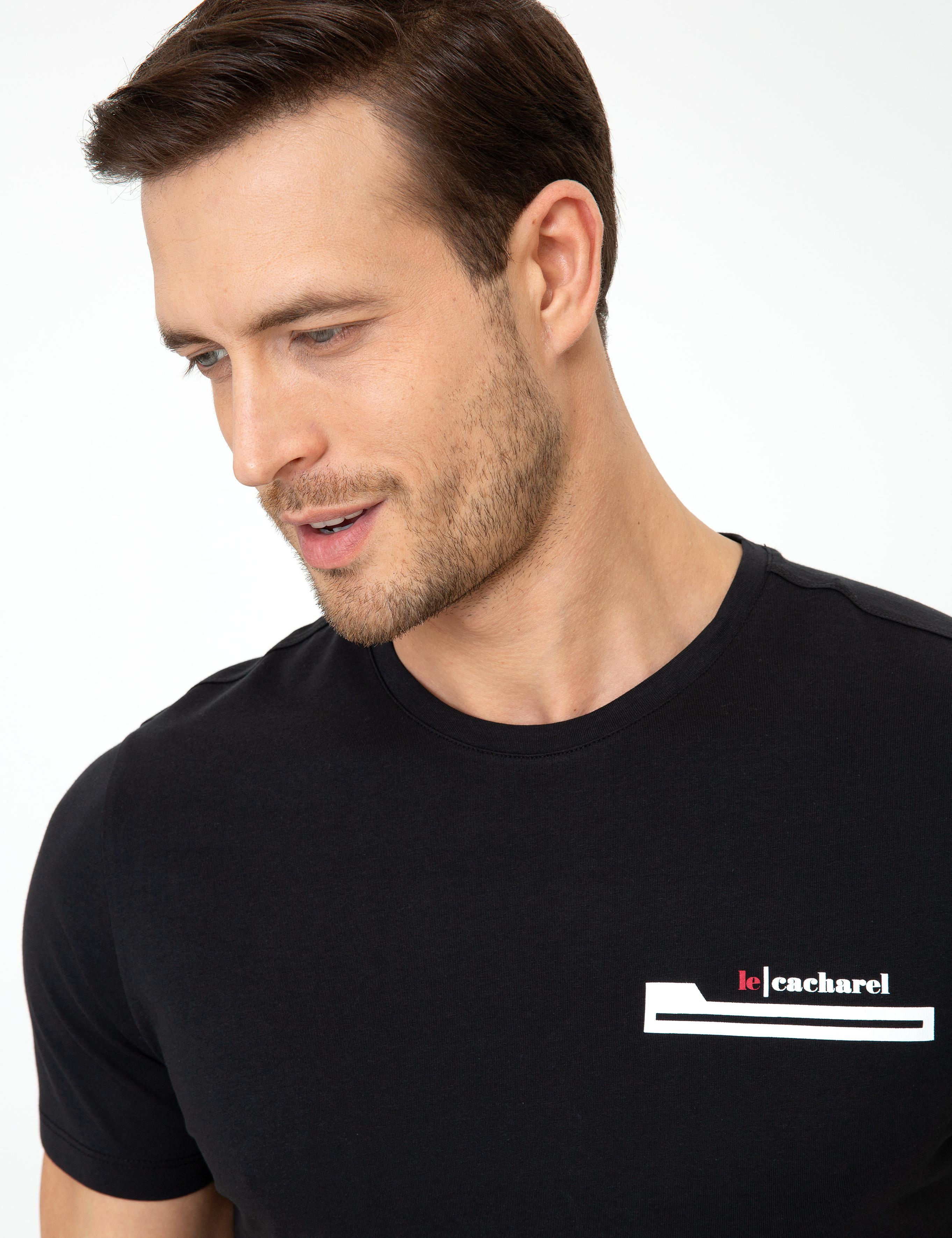 Siyah Bisiklet Yaka Slim Fit T-Shirt - 50247230024