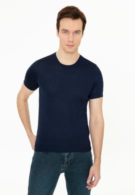 Lacivert Slim Fit Bisiklet Yaka Triko T-shirt