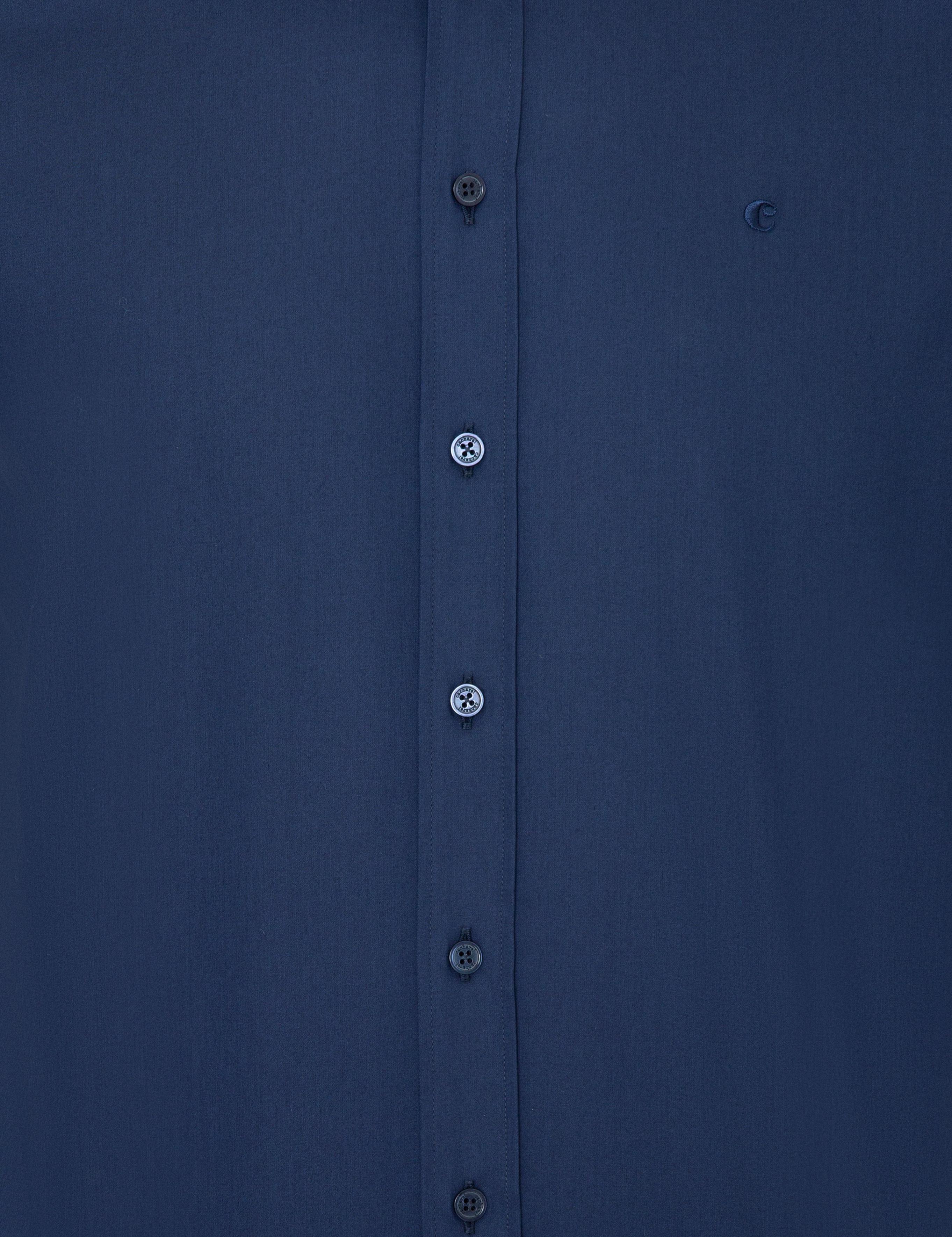Lacivert Slim Fit %100 Pamuk İtalyan Yaka Klasik Gömlek - 50250845056