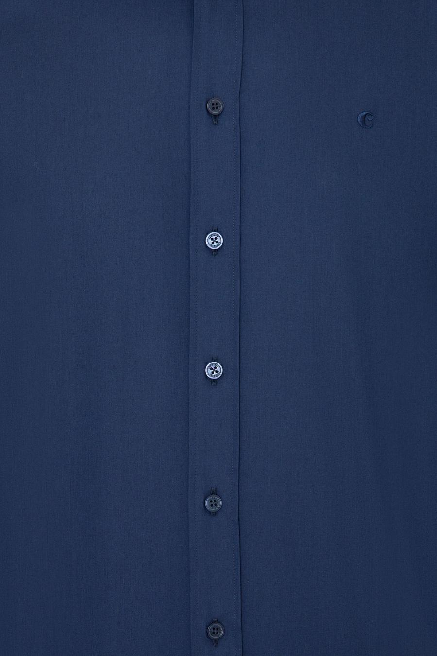 Lacivert Slim Fit %100 Pamuk İtalyan Yaka Klasik Gömlek - 50250845056