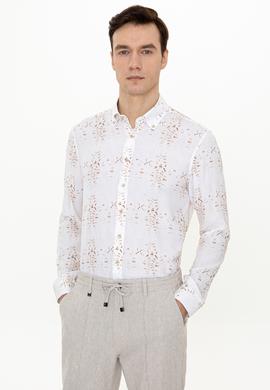 Bej Slim Fit Uzun Kollu Gömlek
